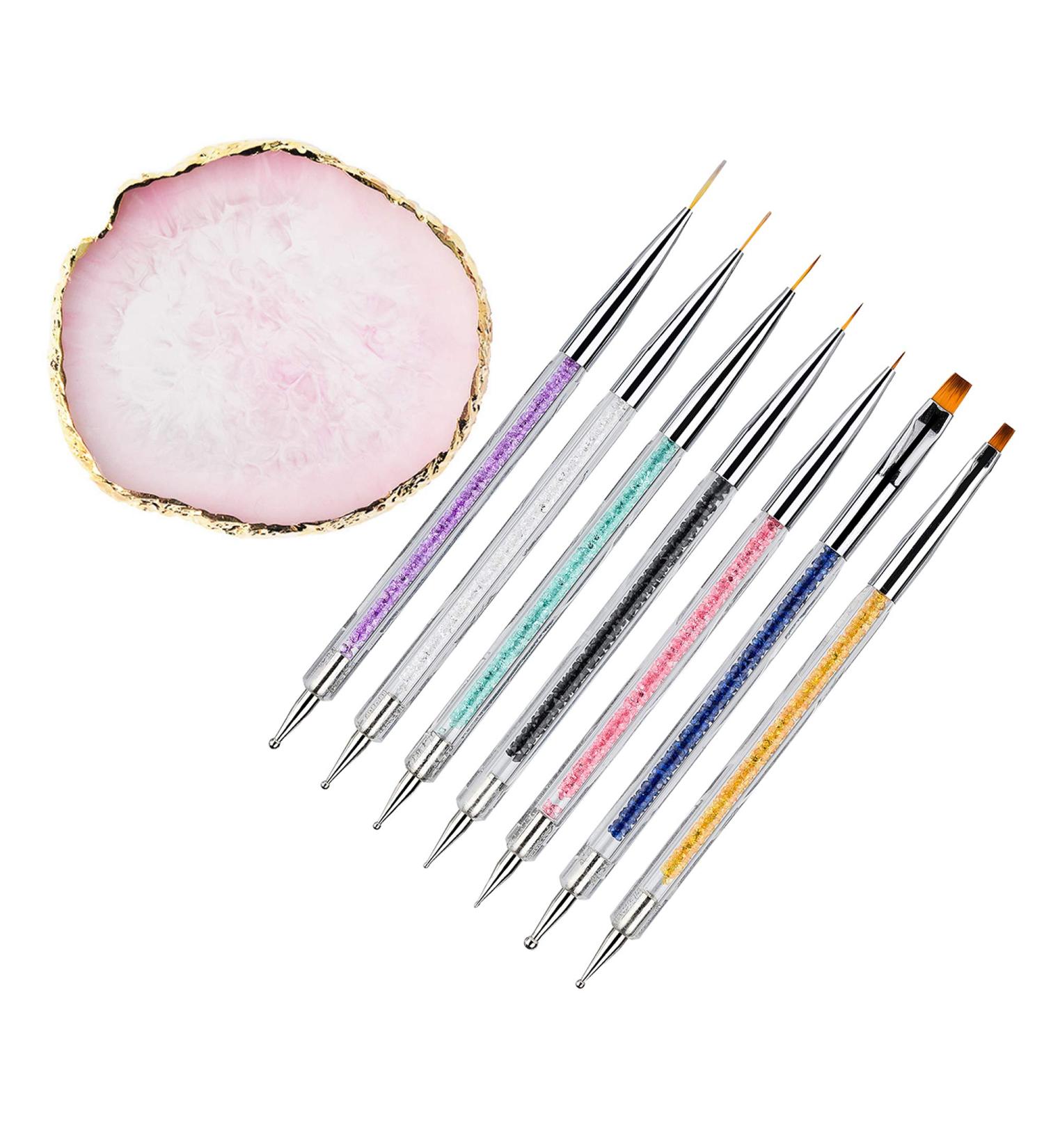 8-Piece Nail Art Brush and Dotting Tool Set | Resin Palette, Gel Design, Painting Brush | Multi-colored - Buy Online on GoSupps.com