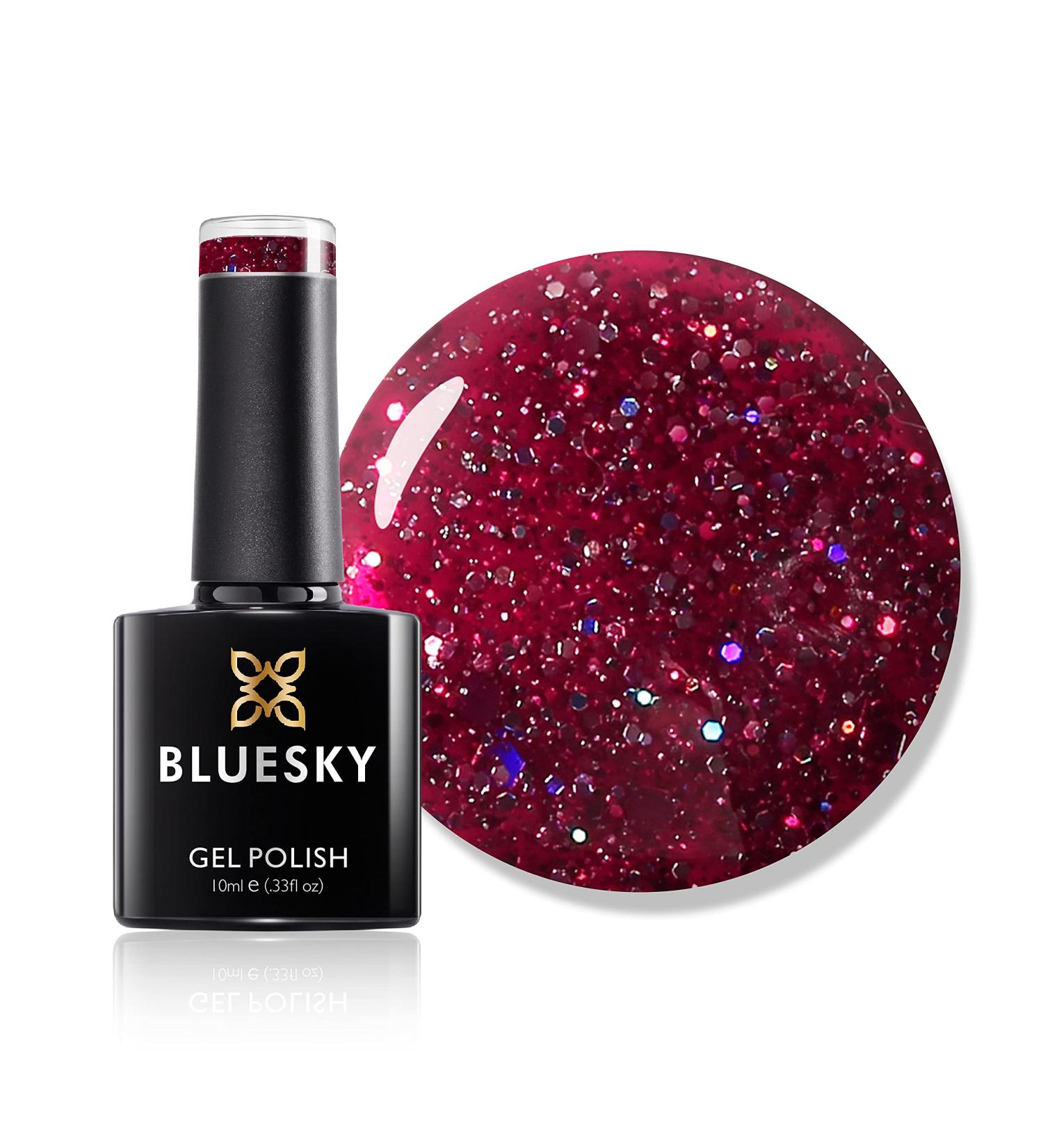 Bluesky Gel Nail Polish Scarlett Red Blz35 Bright Chunky Glitter Red Scarlet Long Lasting Chip Resistant 10 ml (Requires Curing Under UV LED Lamp) - Buy Online on GoSupps.com