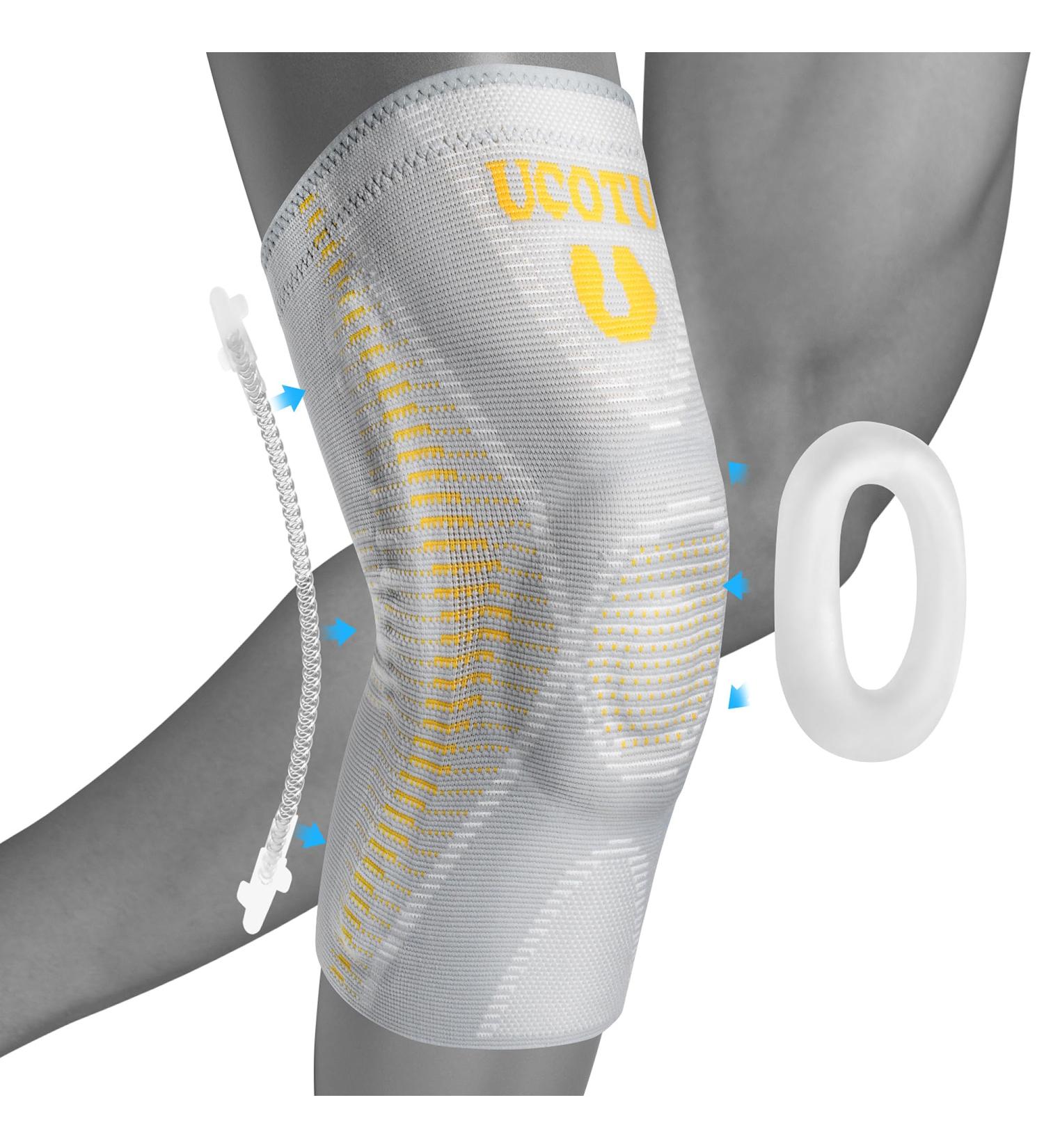 Knee Brace for Pain Relief & Arthritis Support - Compression Knee Pad with Gel Pad & Stabilizers (Large Gray - Buy Online on GoSupps.com