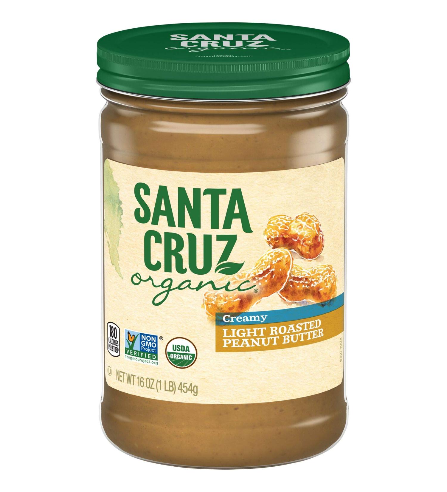 Santa Cruz Organic Creamy Light Roasted Peanut Butter 16oz - Smooth & Delicious - Buy Online on GoSupps.com