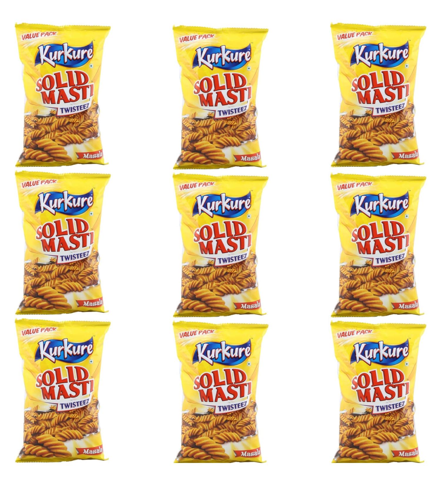Lays & Kurkure Various Flavours Perfect Snack for Tea Time - Combination of Spice & Crunch Taste Up Your Life With Namkeen - Work Home Or School (Pack of 9 Kurkure Solid Masti masala Tweesty) - Buy Online on GoSupps.com