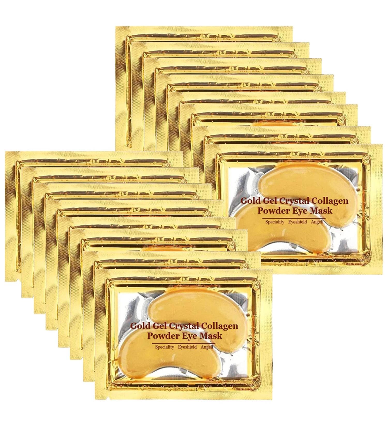 Jiasoval 24K Gold Eye Mask - 16 Pairs Under Eye Patches for Dark Circles & Puffiness - Collagen Infused Anti-Wrinkle Treatment - Buy Online on GoSupps.com