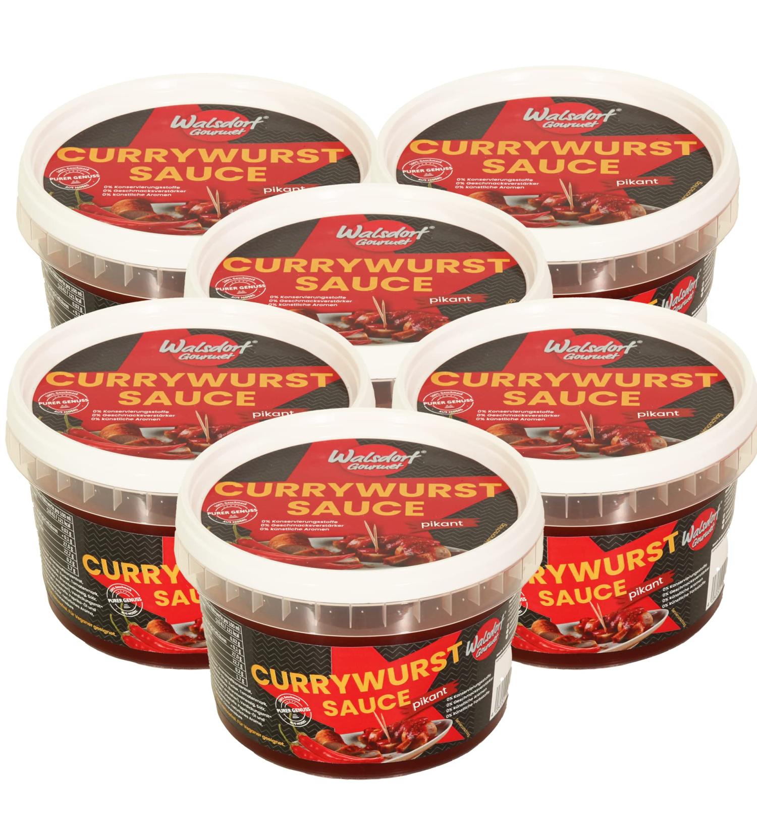 Walsdorf Gourmet Currywurst Sauce 6x500g | Vegan & High-Quality Curry Ketchup No Flavor Enhancers - Buy Online on GoSupps.com