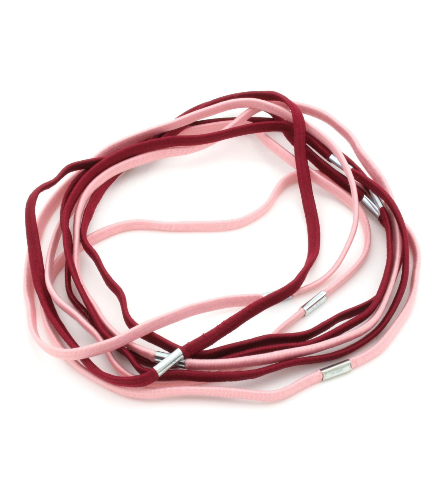 8 Deep Red & Pale Pink Thin Elastic Head Bands by Zest