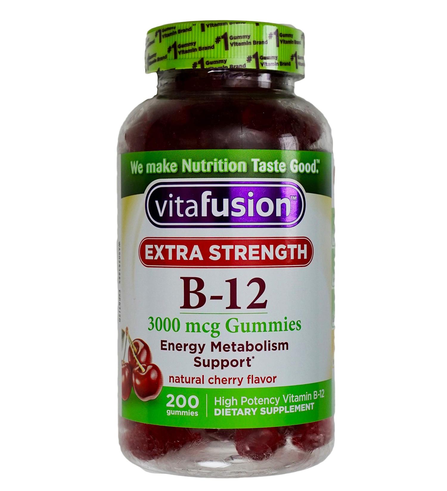 Vitafusion Extra-Strength Vitamin B12 3000mcg Cherry Flavor 200 Gummies - Buy Online on GoSupps.com