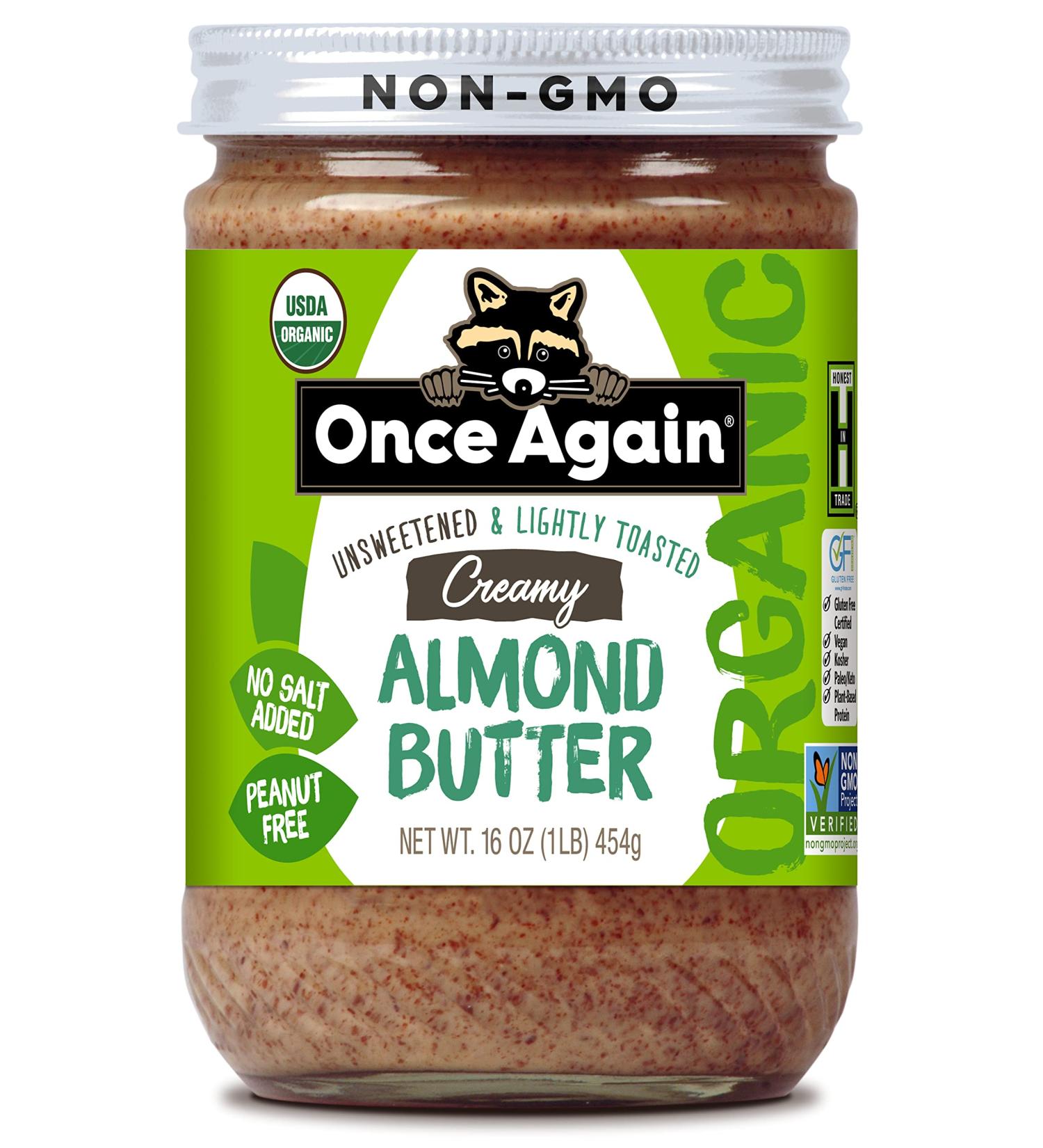Once Again Organic Lightly Toasted Creamy Almond Butter - 16 oz | Healthy Snacking - Buy Online on GoSupps.com