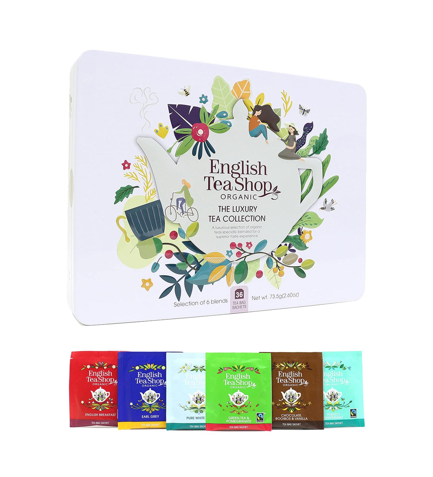 English Tea Shop Organic Luxury Gift Tin - 36 Tea Bag Sachets - 6 different flavours - Buy Online on GoSupps.com