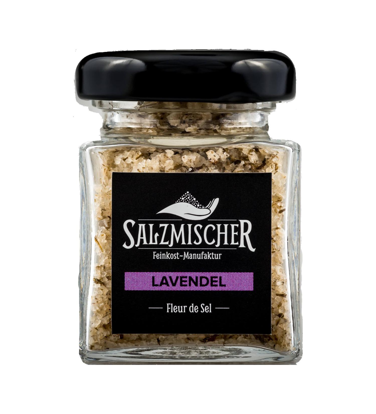 Salzmischer Salt and spice mix 75g in a 'Lavender Salt' jar (Gu rande Fleur de Sel with dried lavender flowers)