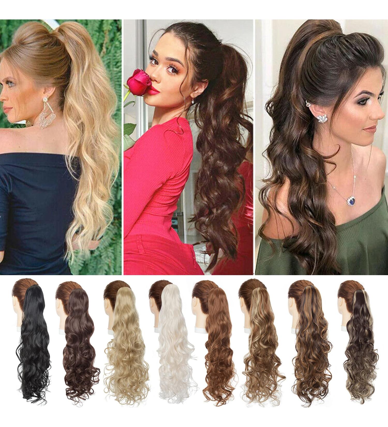 Long Wavy Dark Brown Ponytail Extension - Real Hair Claw Clip In Braid 60cm | Shop Now! - Buy Online on GoSupps.com