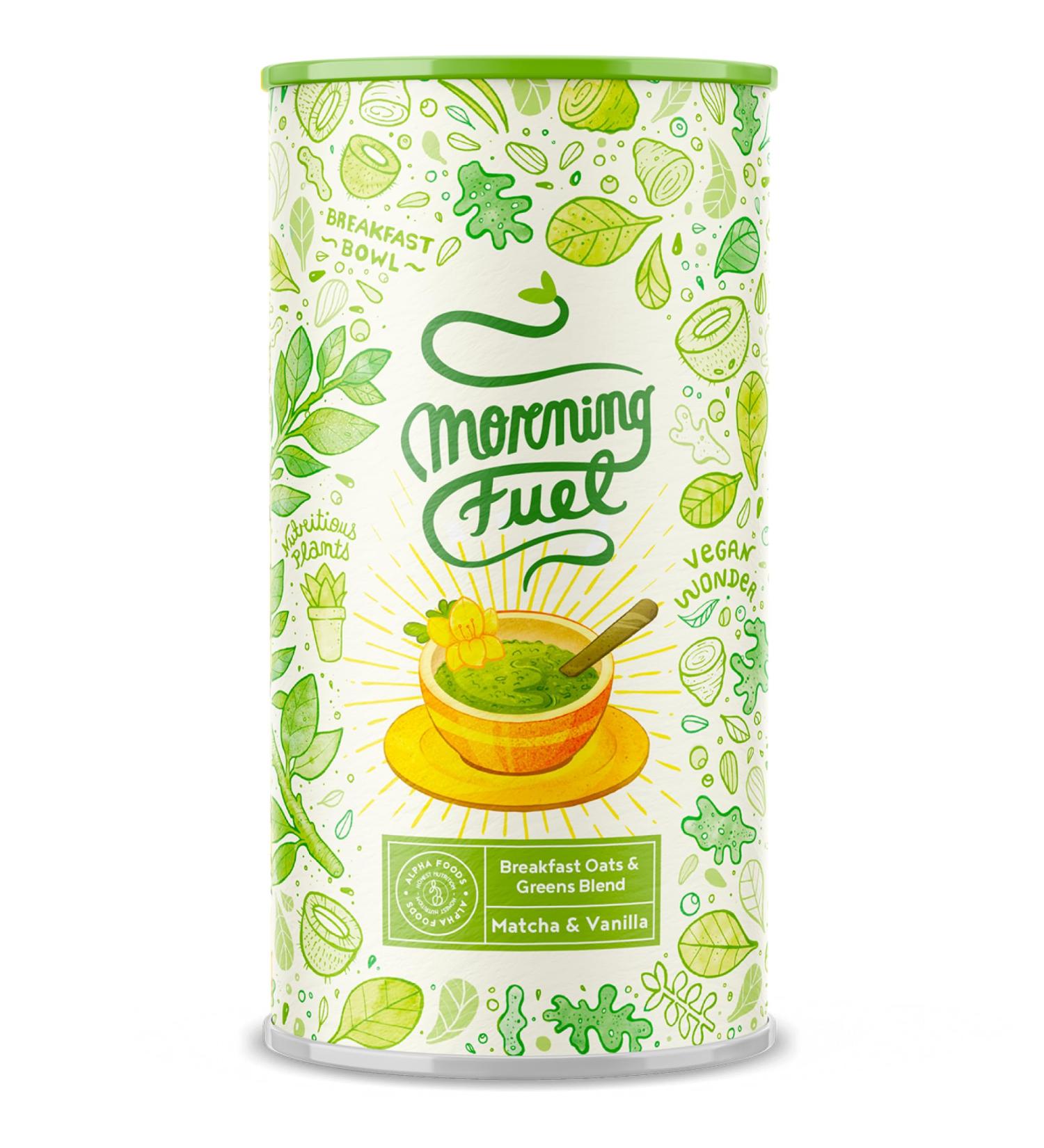 Alpha Foods Morning Fuel Oatmeal Porridge - Vanilla & Matcha - Vegan Nutrient-Rich Breakfast Replacement 500g Smoothie Bowl - Buy Online on GoSupps.com
