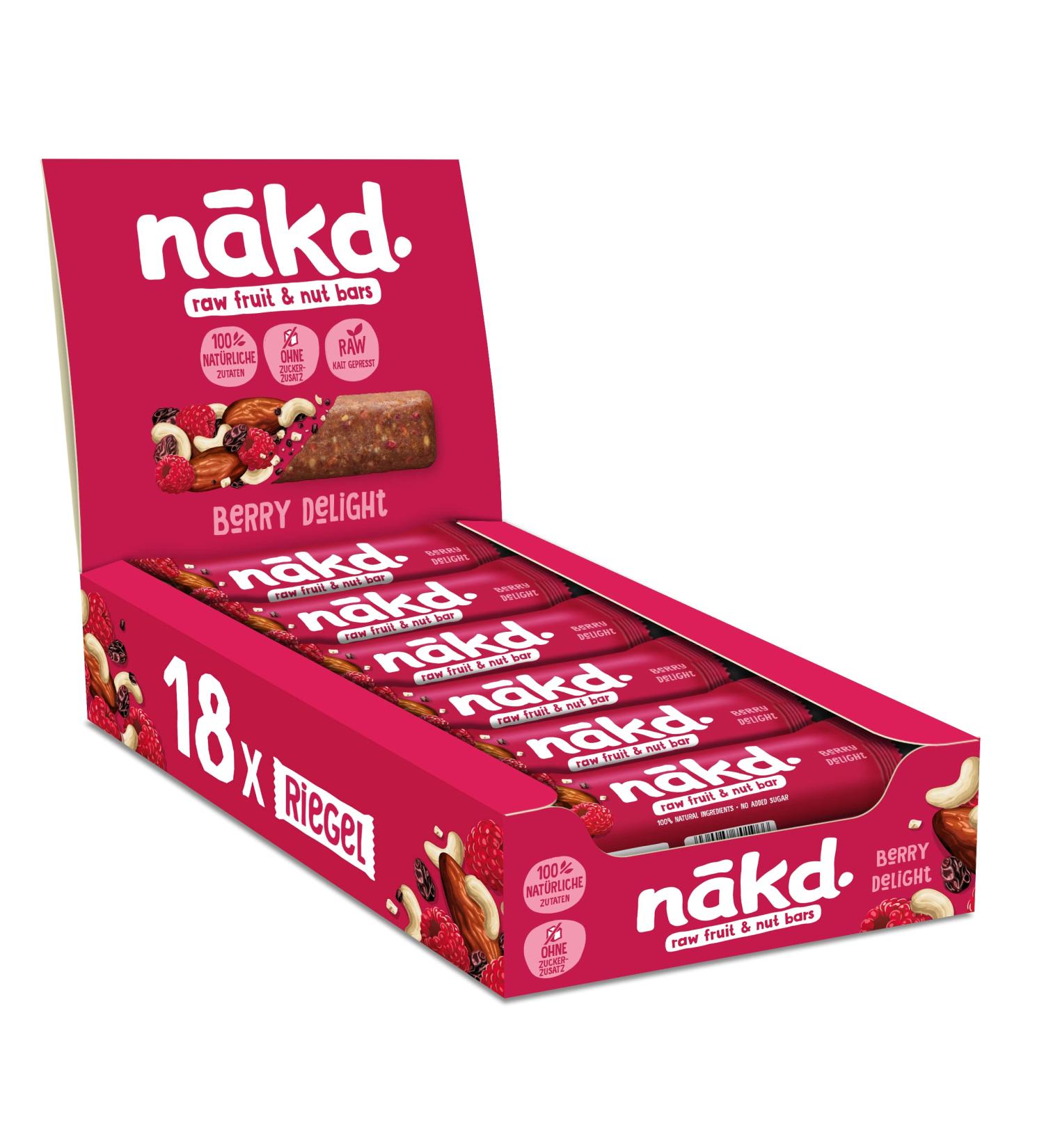 N kd Berry Delight Cold-Pressed Bars | 100% Natural Vegan & Gluten-Free Snacks | No Added Sugar | 18 x 35g | International Shipping Available - Buy Online on GoSupps.com