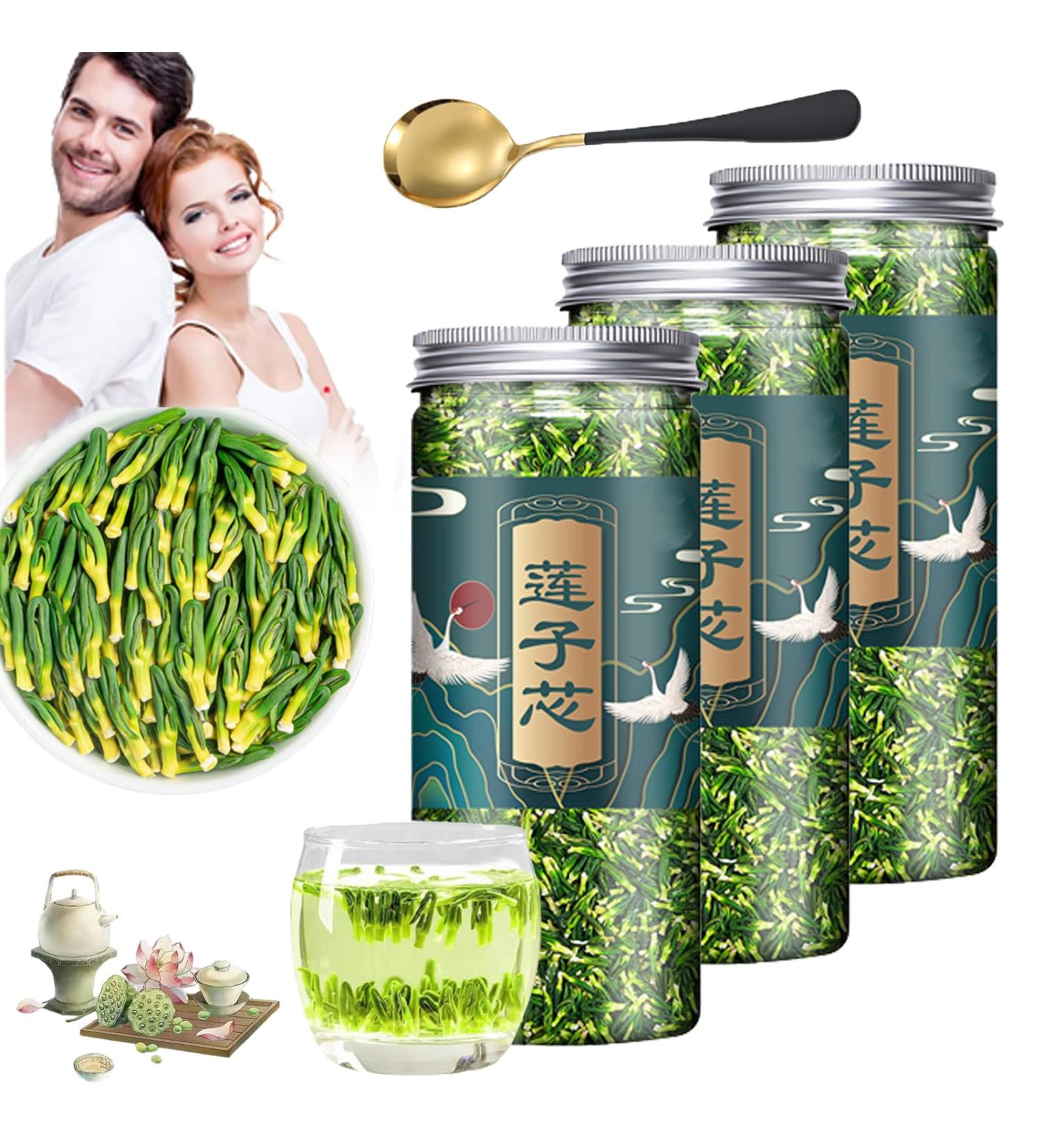 Lotus Seed Core Tea for Men Natural Lotus Seed Heart Tea Dried Lotus Plumule Lotus Embryo Tea Liver and Kidney Care Tea Men's Toning Tea Lian Zi Xin Tea Chinese Kidney Care Tea (3PC-125g) - Buy Online on GoSupps.com