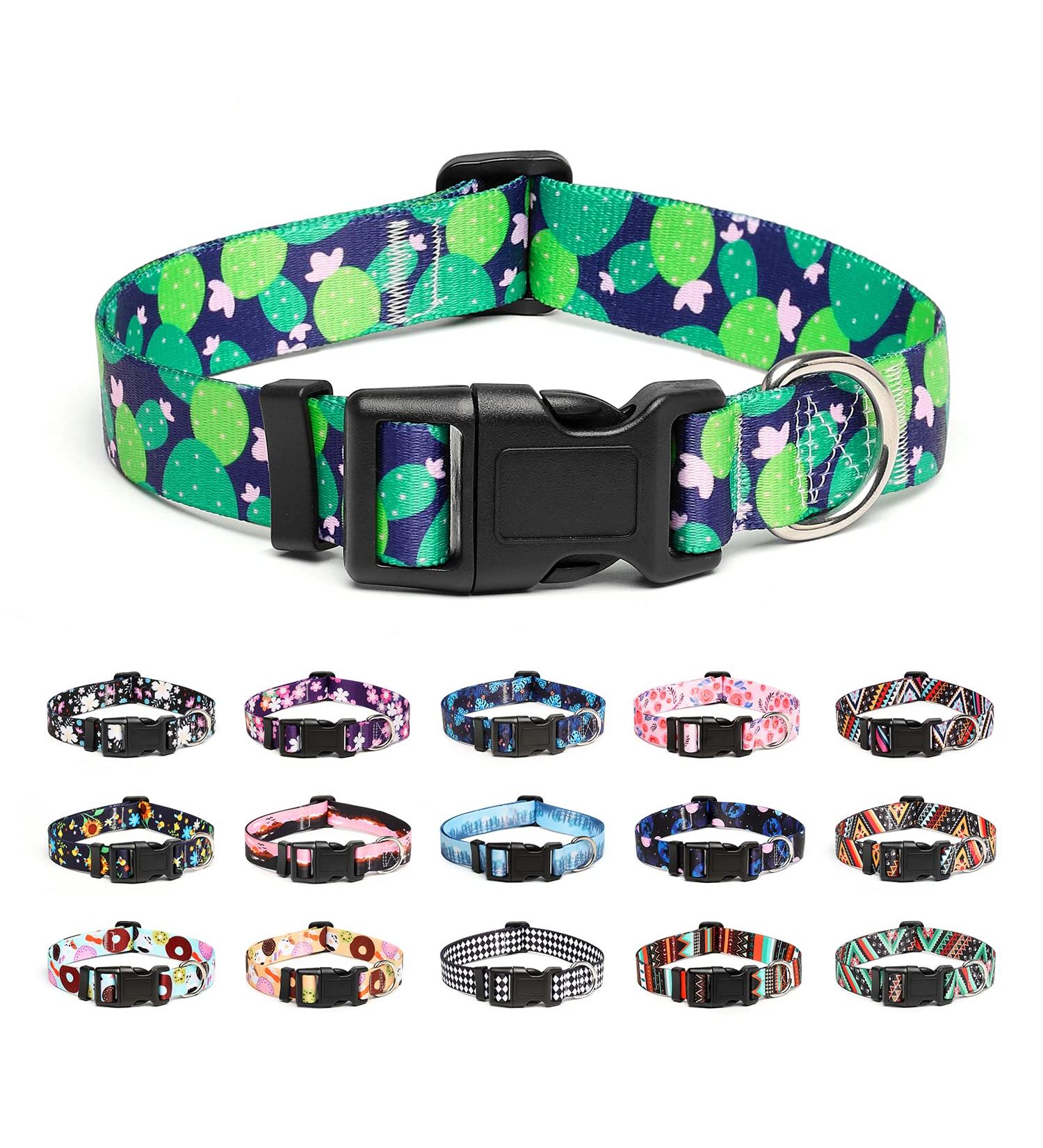 Buy Mercano Adjustable Dog Collar - Soft Nylon Comfortable & Stylish for Small & Medium Dogs (M Cactus) - Durable Patterned Design - Buy Online on GoSupps.com