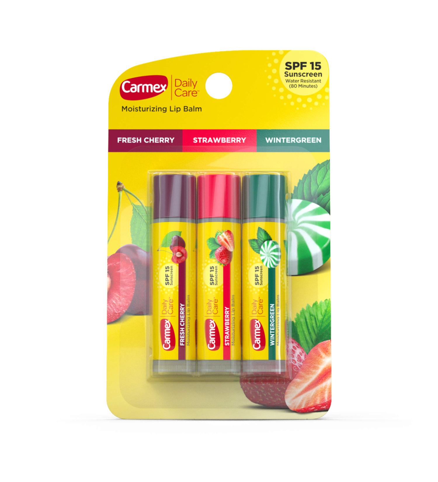 Carmex Daily Care Lip Balm Variety SPF 15 - 3 Pack (0.15 oz Each) | Moisturizing Protection - Buy Online on GoSupps.com