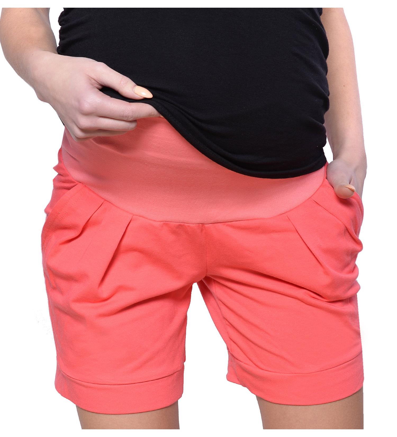 Mija - Maternity Shorts Pants Trousers with Over Bump Panel 1047 14 Coral