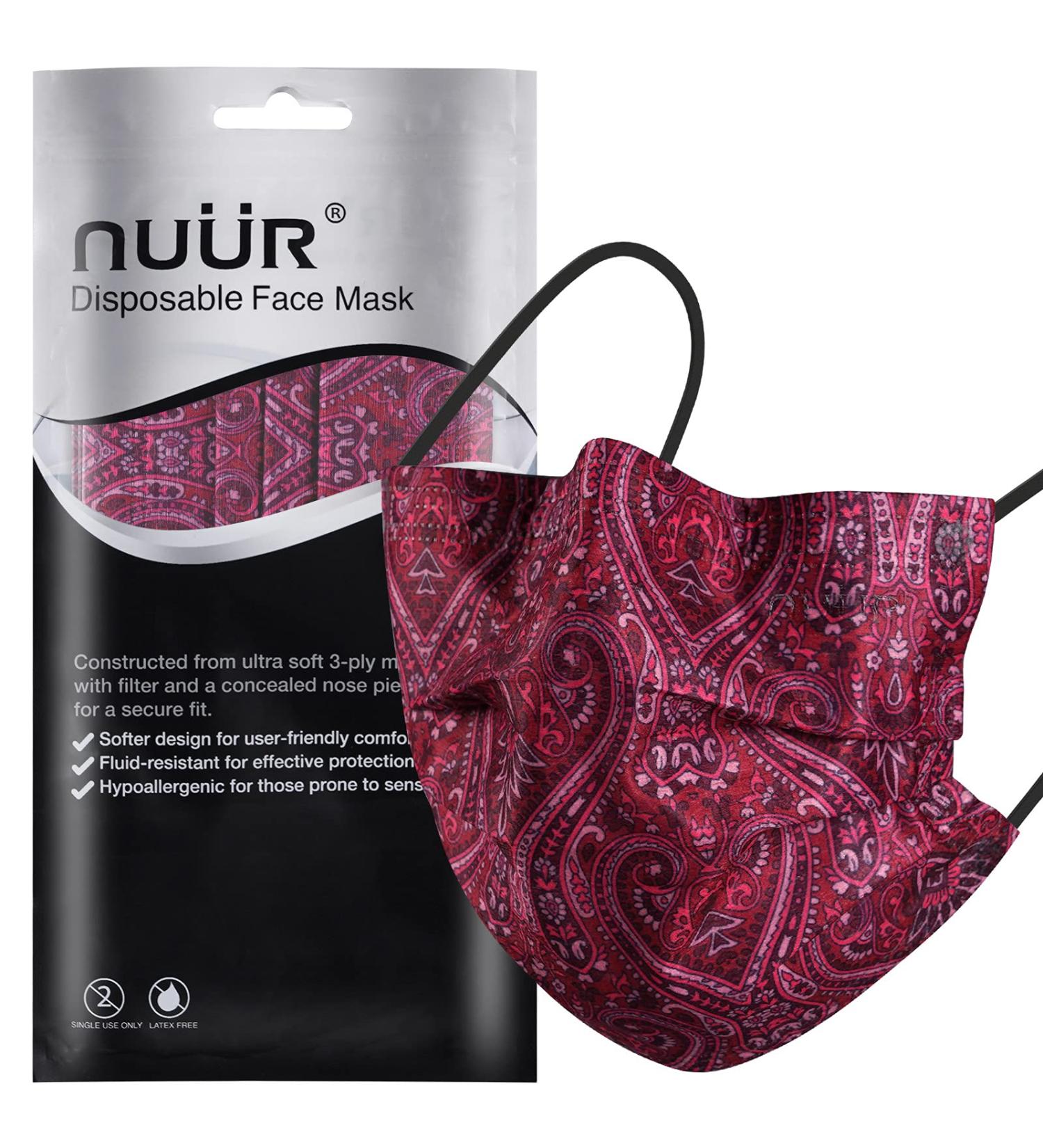 NU R Paisley 3 Ply Disposable Face Mask with Filter Layer and Elastic Earloop - 10 pcs | Retail Sealed Bags | PAISLEY-013 - Buy Online on GoSupps.com