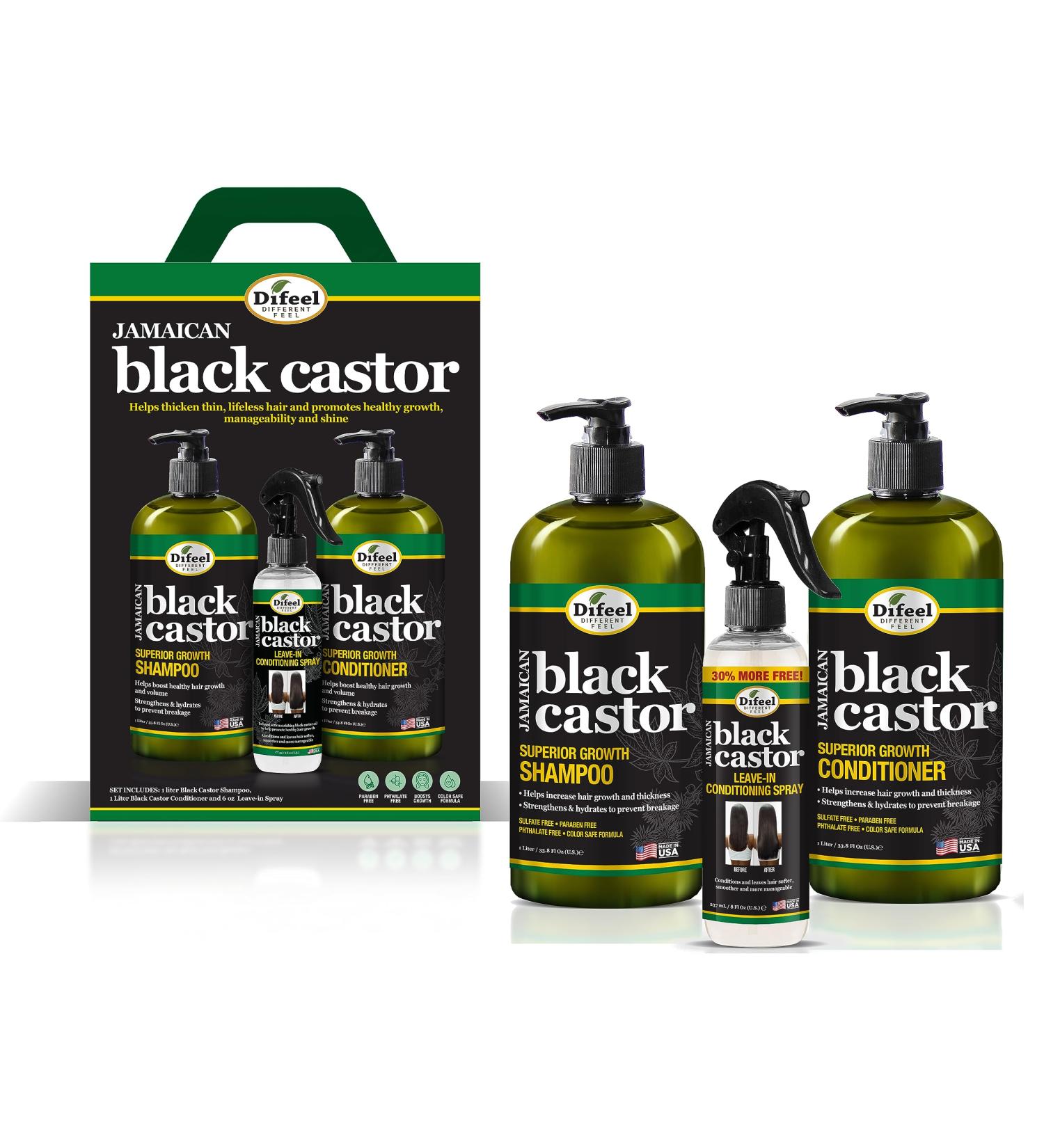 Difeel Jamaican Black Castor Growth Set | 3-PC Shampoo Conditioner & Leave-In Spray | International Shipping - Buy Online on GoSupps.com