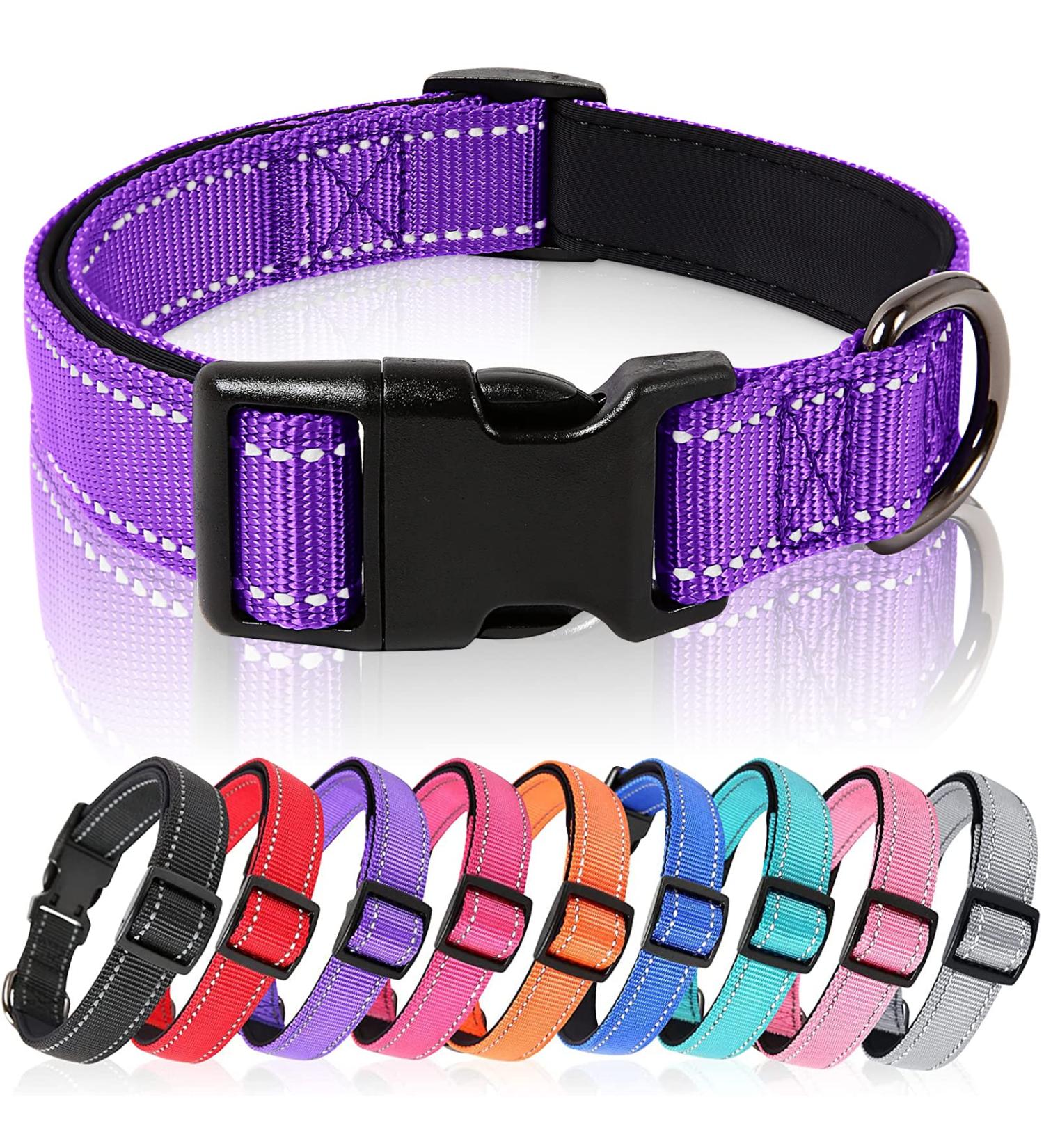 Heele Reflective Dog Collar for Small Dogs Nylon & Neoprene Purple XS (20-30 cm) Comfort & Safety for Puppies - Buy Online on GoSupps.com