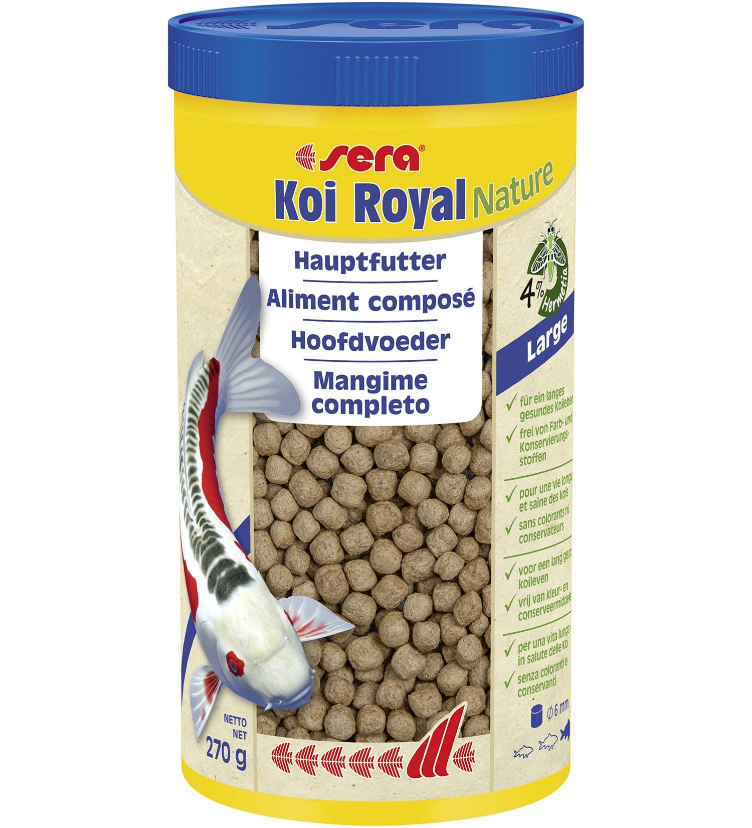 Sera 07125 Koi Royal Nature 1000 ml - Premium Koi Feed (6 mm) for Healthy Koi | No Color & Preservatives | Ideal for Koi Over 25 cm - Buy Online on GoSupps.com