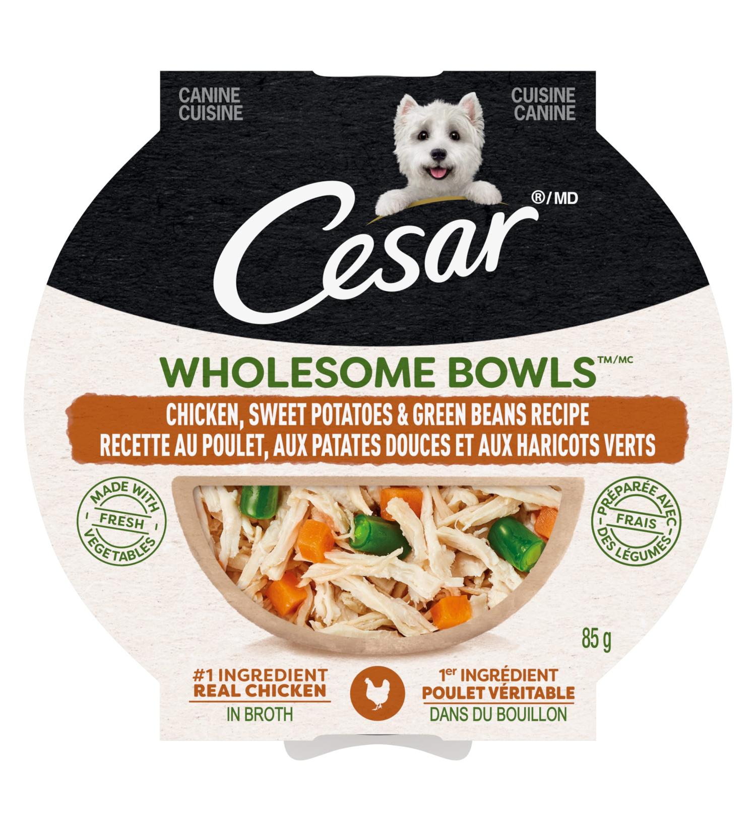 CESAR Wholesome Bowls Wet Dog Food Chicken Sweet Potato & Green Beans 85g Pack of 10 Chicken Sweet Potato & Green Beans 85 g (Pack of 10) - Buy Online on GoSupps.com