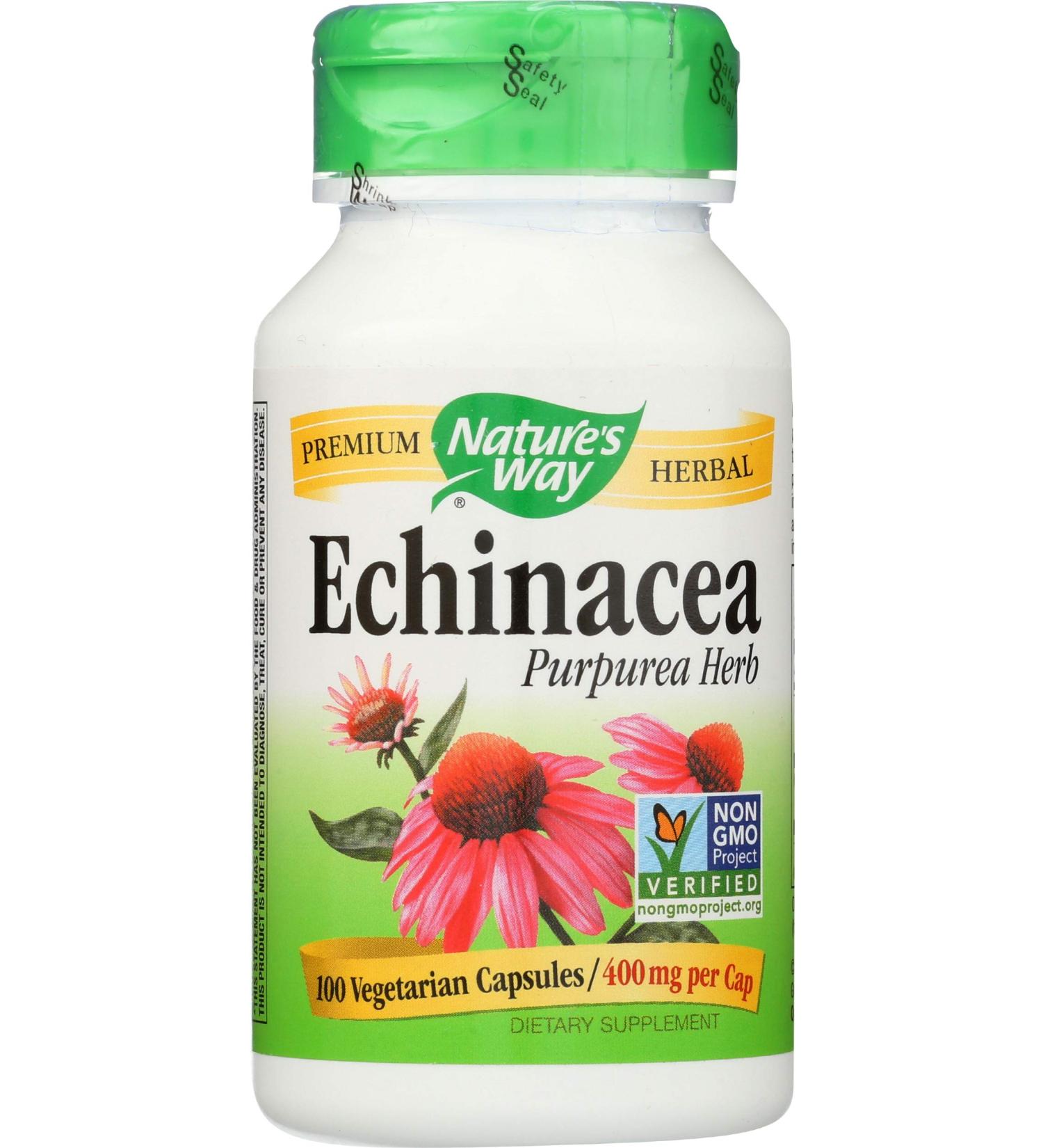 Nature's Way Echinacea Purpurea 1200 mg - 100 Vegan Capsules for Immune Support - Buy Online on GoSupps.com