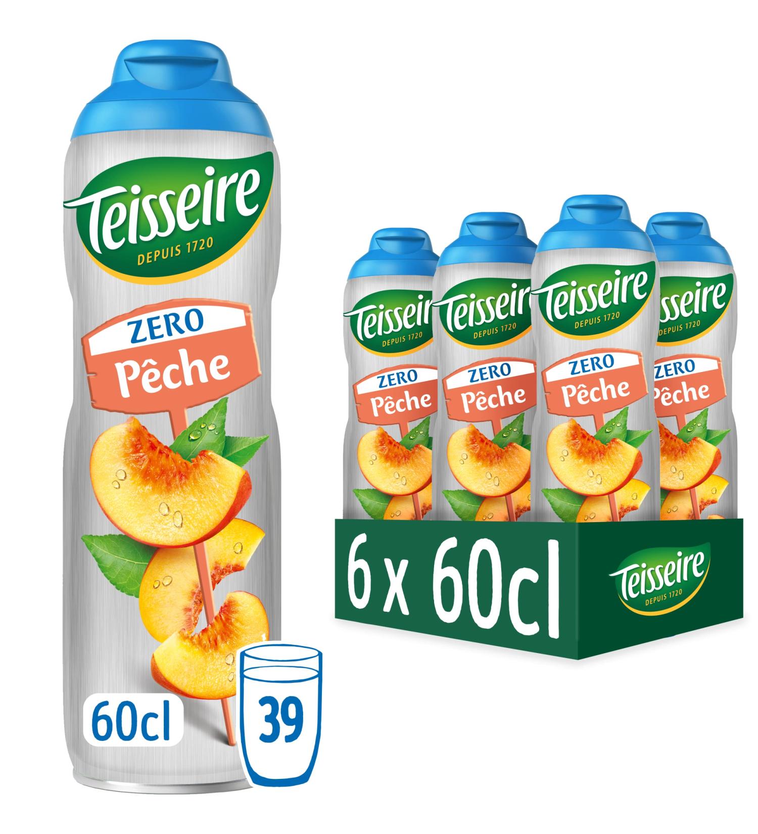 Teisseire Zero Sugar Peach Syrup for Refreshing Drinks Cocktails Can (Pack of 6) - Buy Online on GoSupps.com