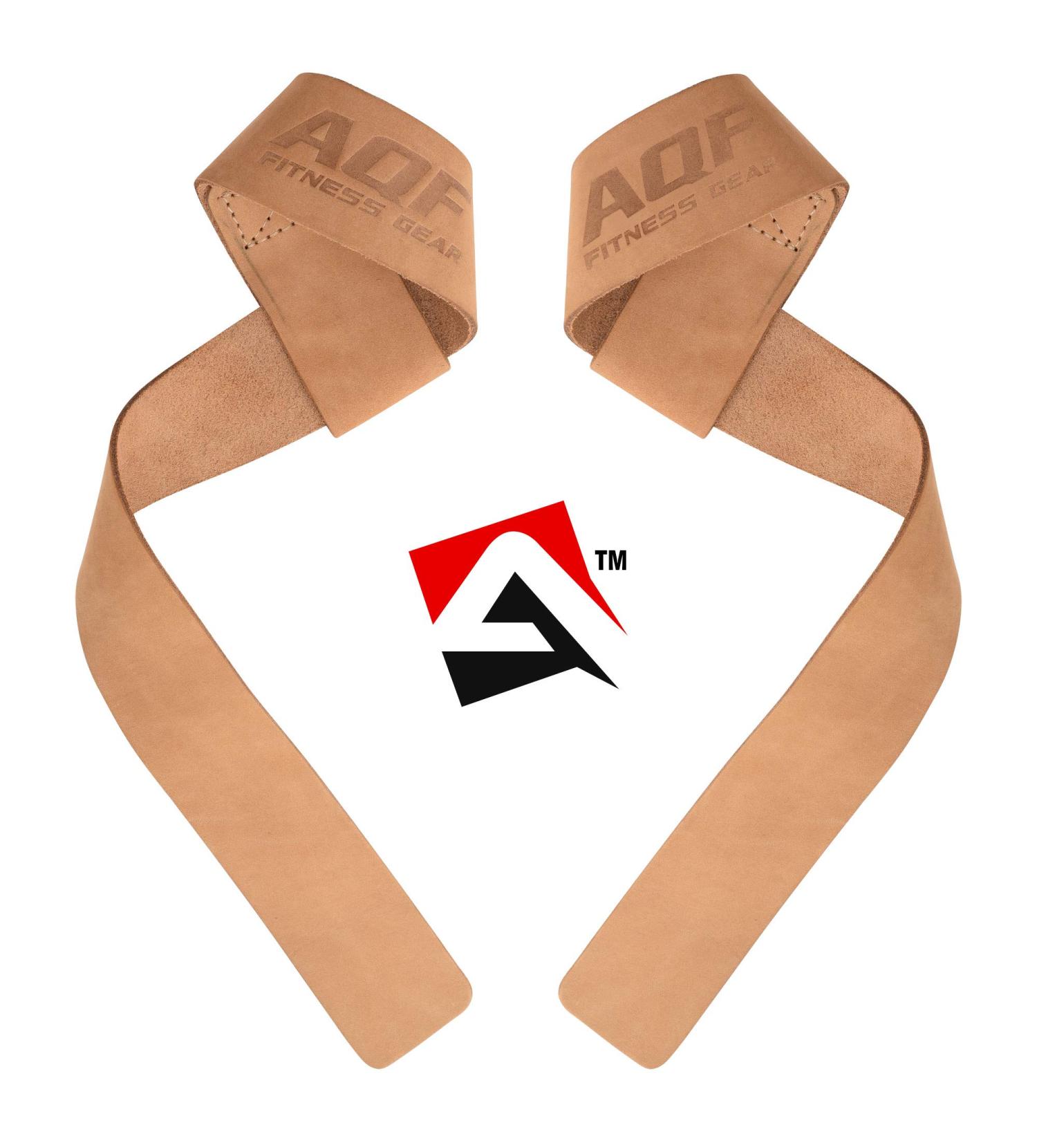 AQF Not Padded Train Aid | Strength Training Lifting Straps for Bodybuilding & Powerlifting | Brown Leather Wristwear for Fitness & Cross Training - Buy Online on GoSupps.com