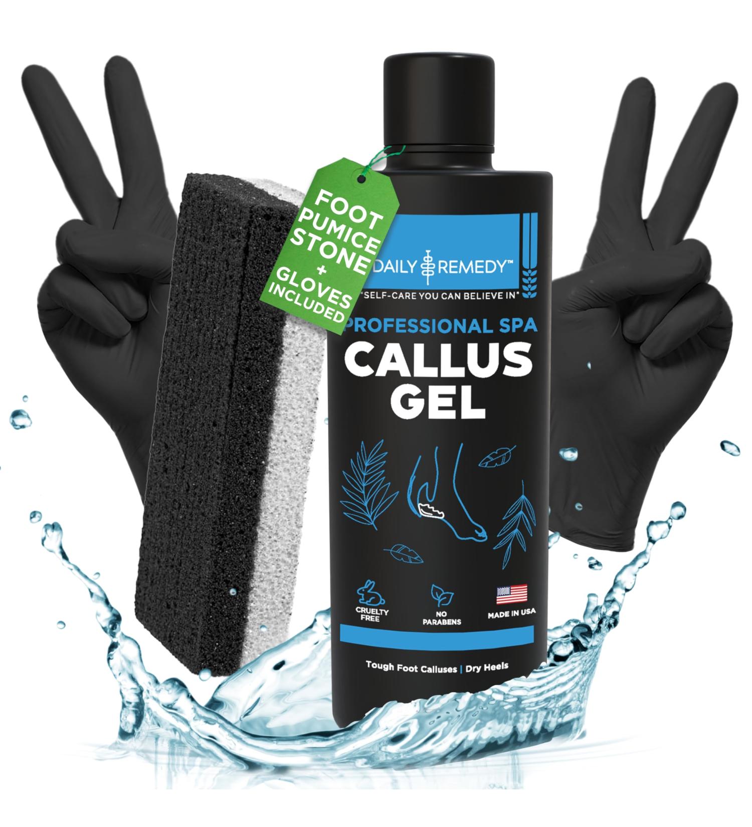 Foot Callus Remover Gel Set - Professional Feet Care for Smooth Skin & Cracked Heels - 8oz Made in USA with Pumice Stone - Buy Online on GoSupps.com