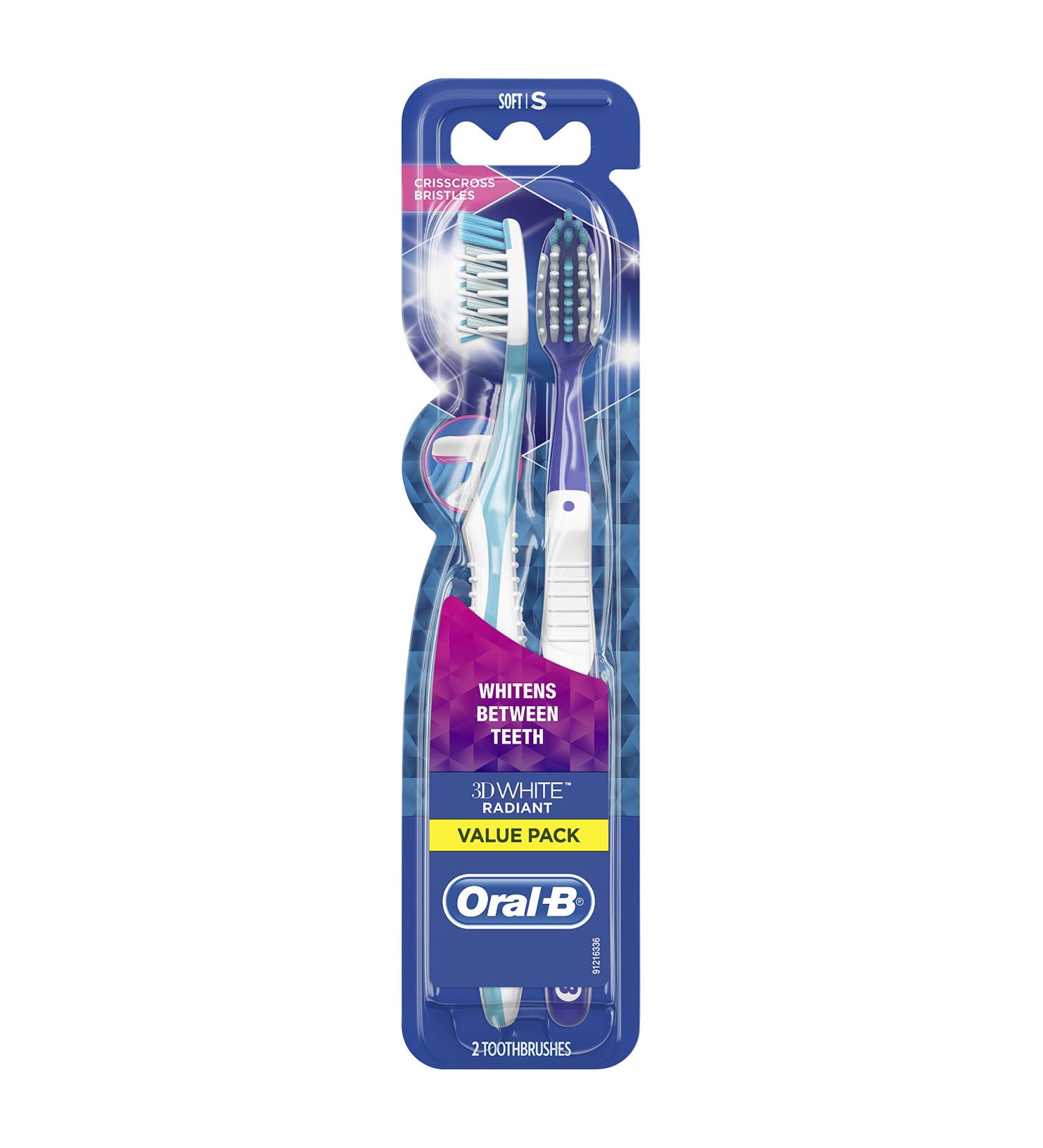 Oral-B 3D White Radiant Whitening Manual Toothbrush - 2 Count (Pack of 1) - Buy Online on GoSupps.com