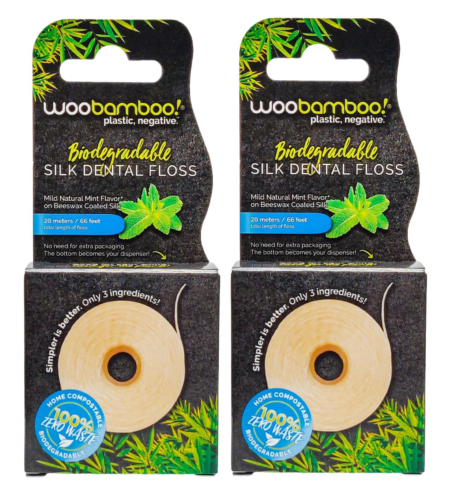 Buy WooBamboo! All Natural Silk Dental Floss Zero Waste 66ft Mint-Flavored Floss (Pack of 2) | Eco-Friendly Dental Care - Buy Online on GoSupps.com