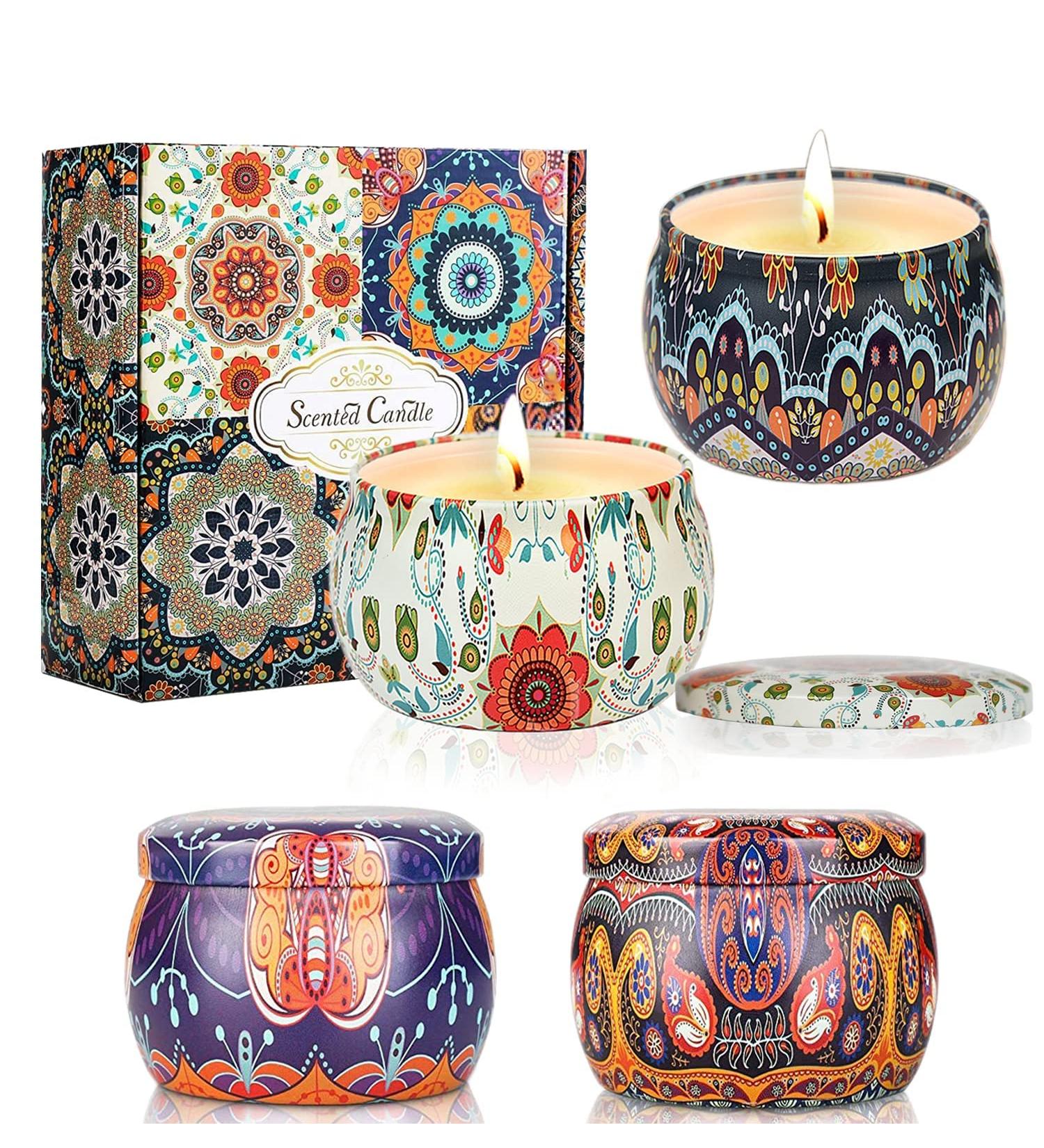 Fragrance Candles Gift Set - 4 Natural Aromatherapy Candles for Women | Stress Relief & Relaxation | Perfect for Christmas Birthdays & Yoga - Buy Online on GoSupps.com