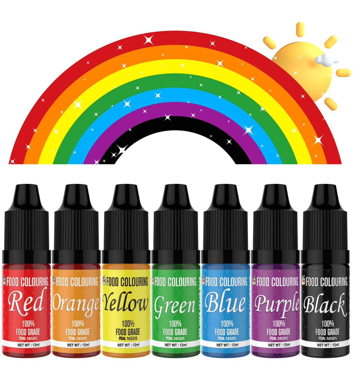 Food Colouring Food Colours Set for Cakes Baking Biscuits Macaroon Highly Concentrated Food Colouring for Cake Decoration DIY Slime Craft Colouring (7X12ml) - Buy Online on GoSupps.com