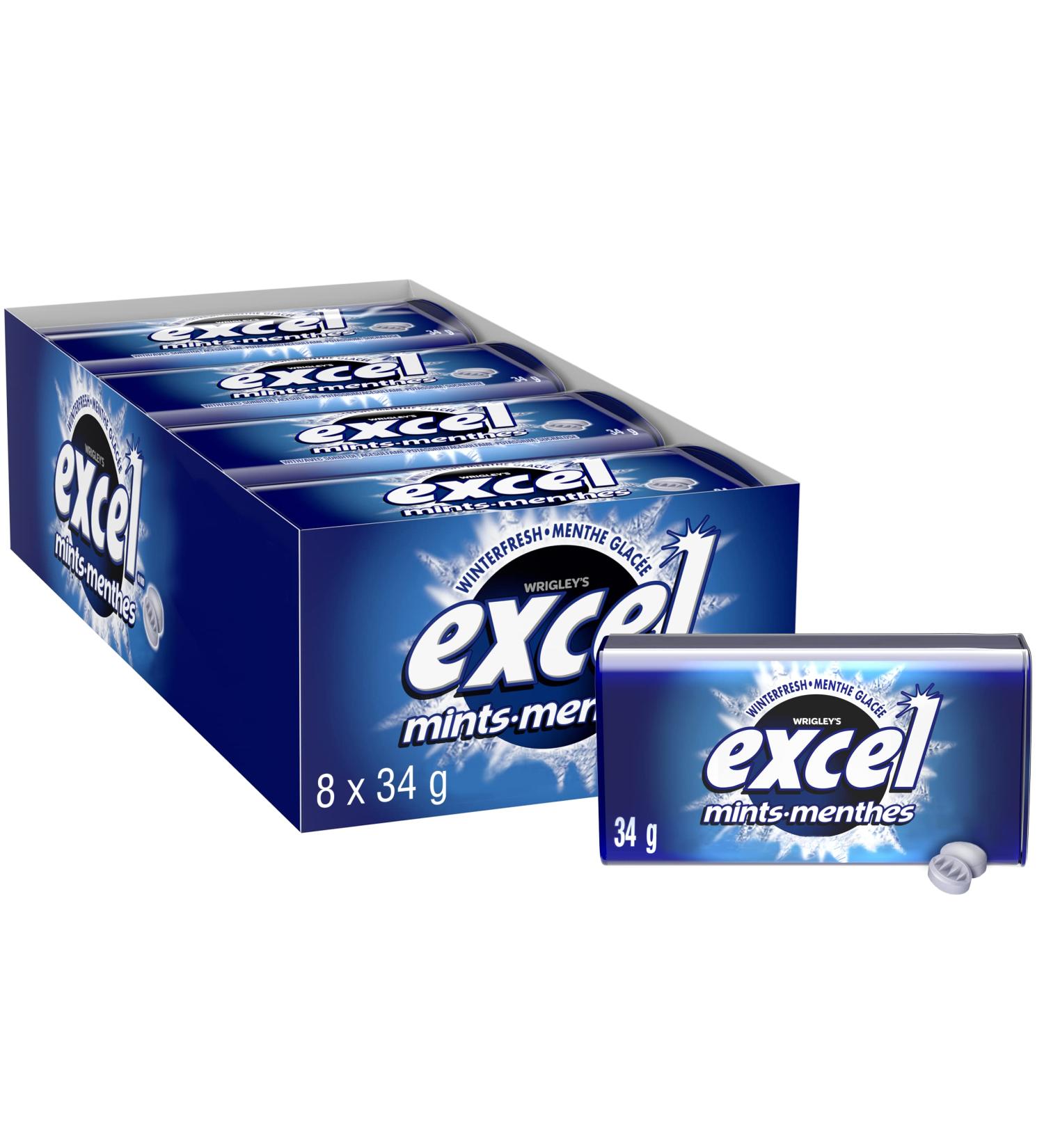 Excel Mints Winterfresh 34gm Tin 8 Count Winterfresh Spearmint - Buy Online on GoSupps.com