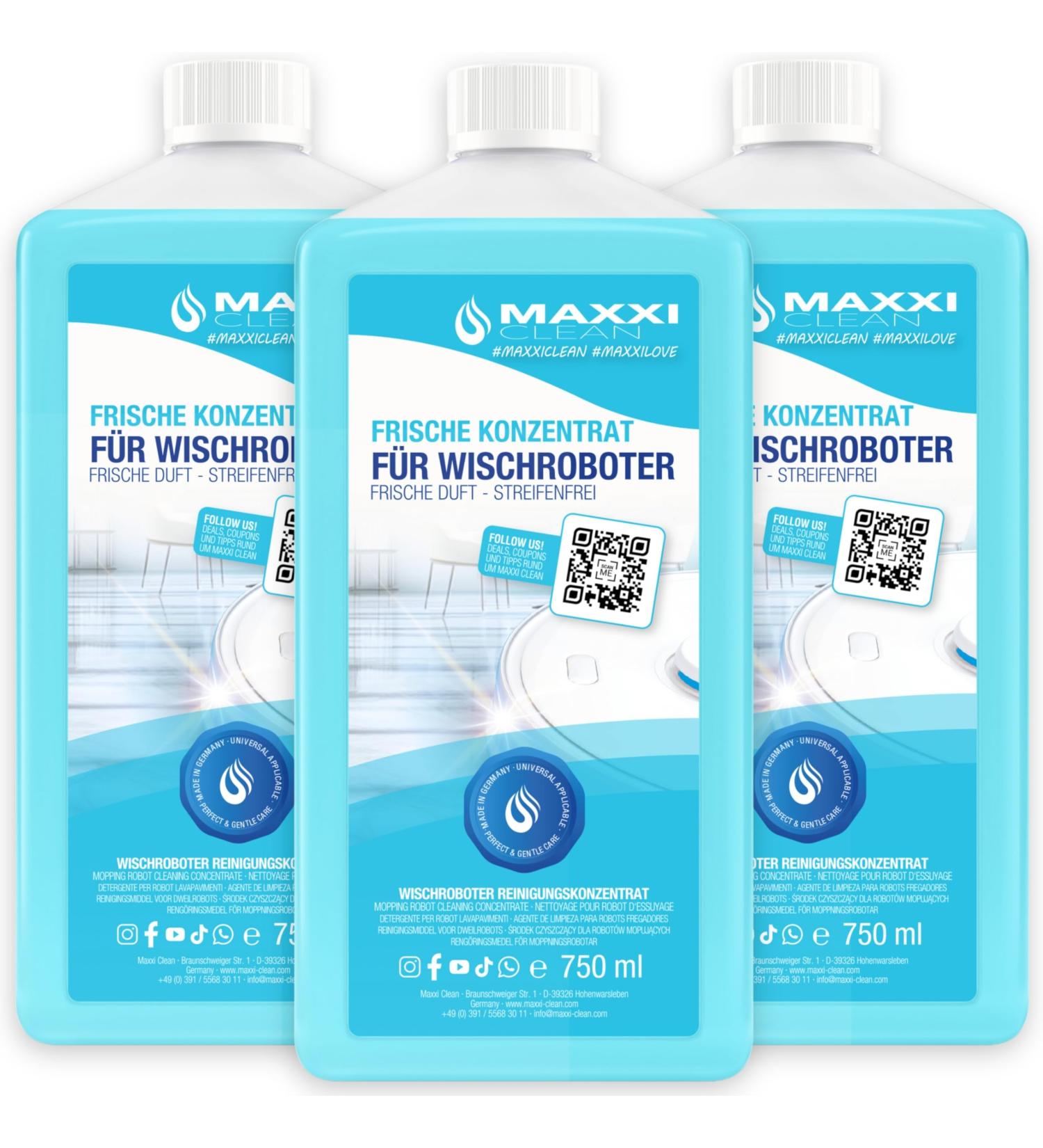 Maxxi Clean Floor Cleaner 3x750ml - Universal Wiping Fluid for Soil Parquet & Tiles | Ideal for Wiping Robots | Fresh Fragrance - Buy Online on GoSupps.com