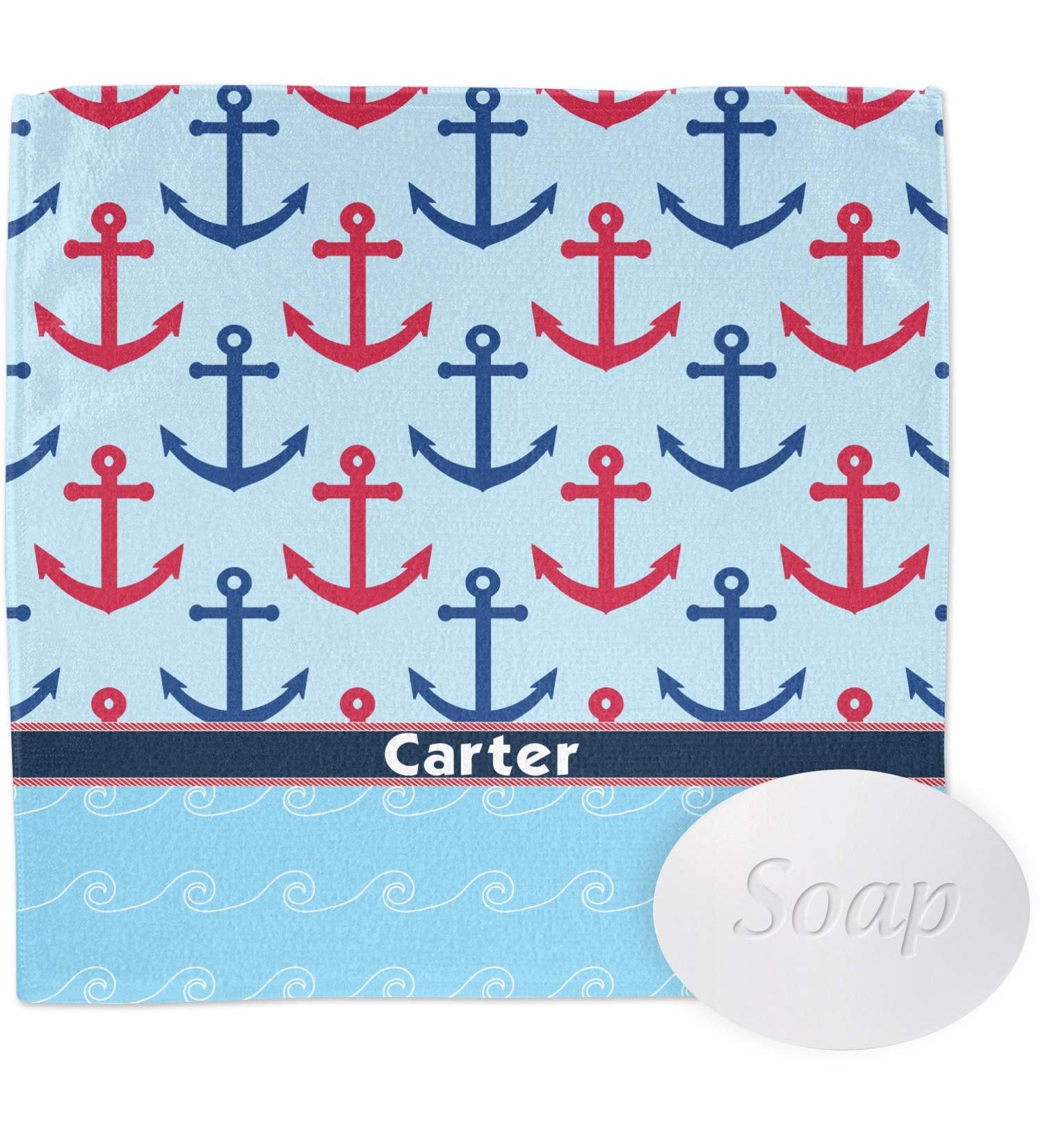 YouCustomizeIt Personalized Anchors & Waves Washcloth