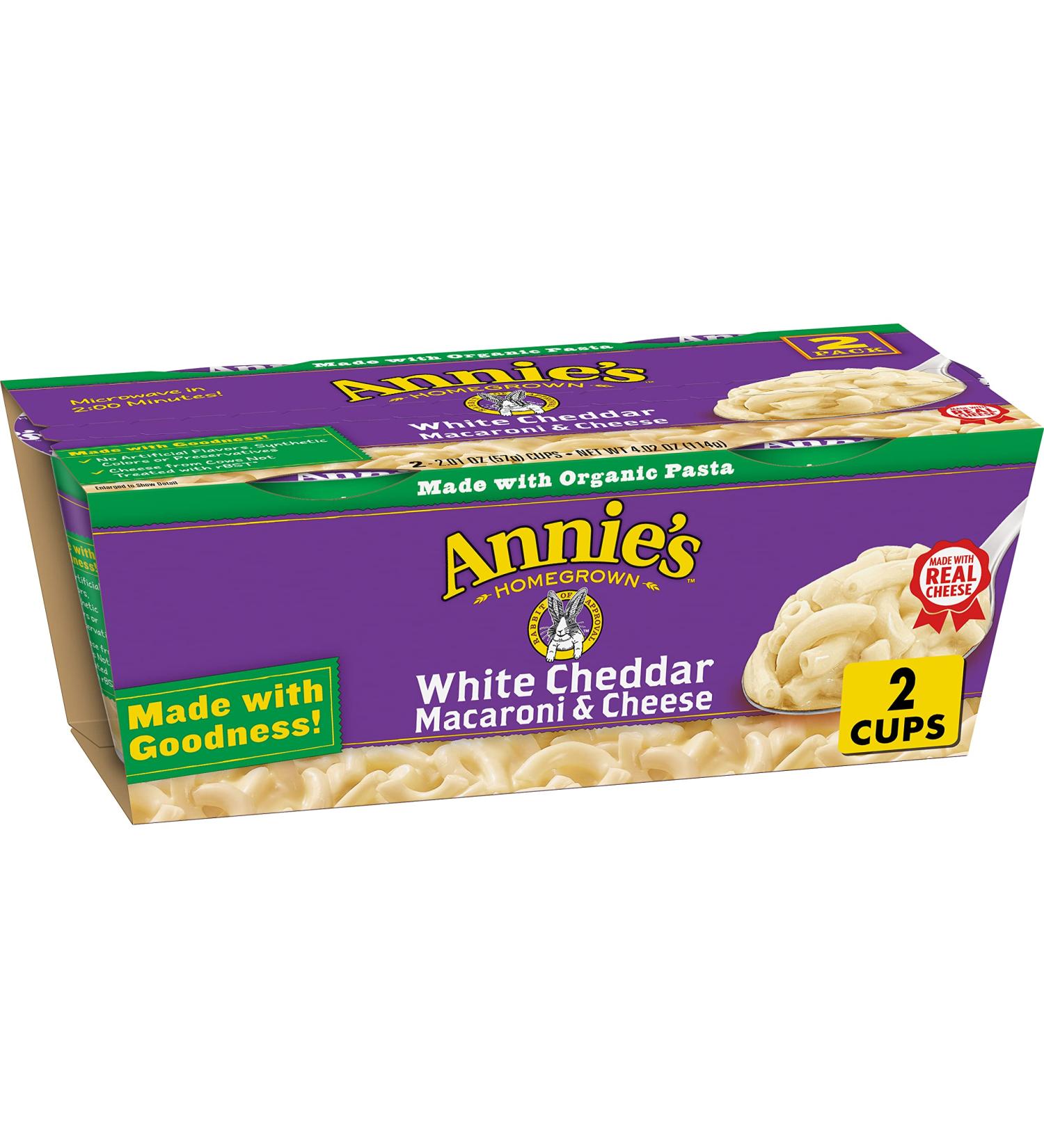 Annie's White Cheddar Mac & Cheese Microwave Cup - 4.02 oz (Pack of 2) - Buy Online on GoSupps.com