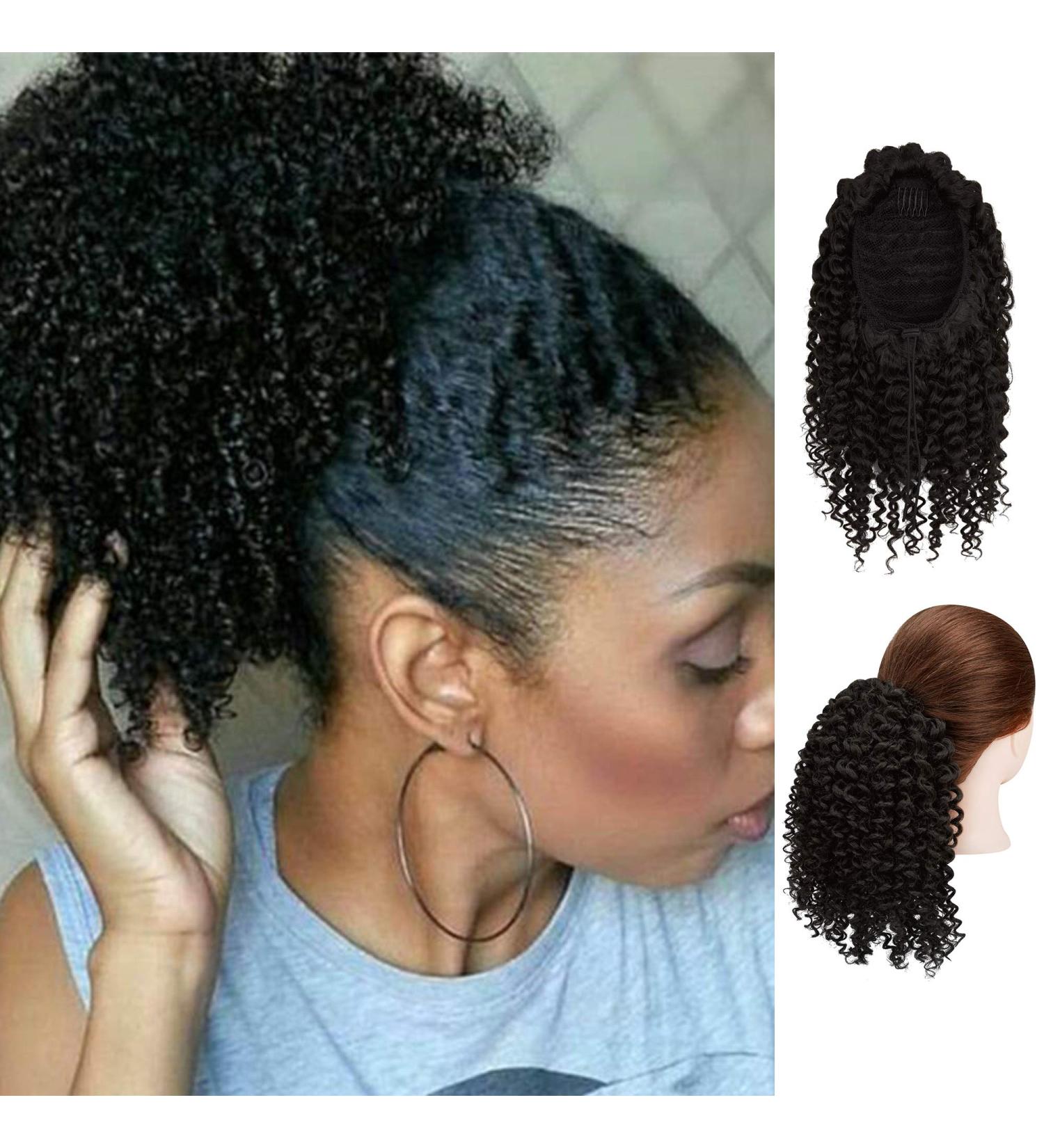 Short Afro Drawstring Ponytail 10 Inch Kinky Curly Ponytail Drawstring Afro Puffs Curly Ponytail Extension Synthetic Hairpieces for Black Women 10 Inch 2# - Buy Online on GoSupps.com