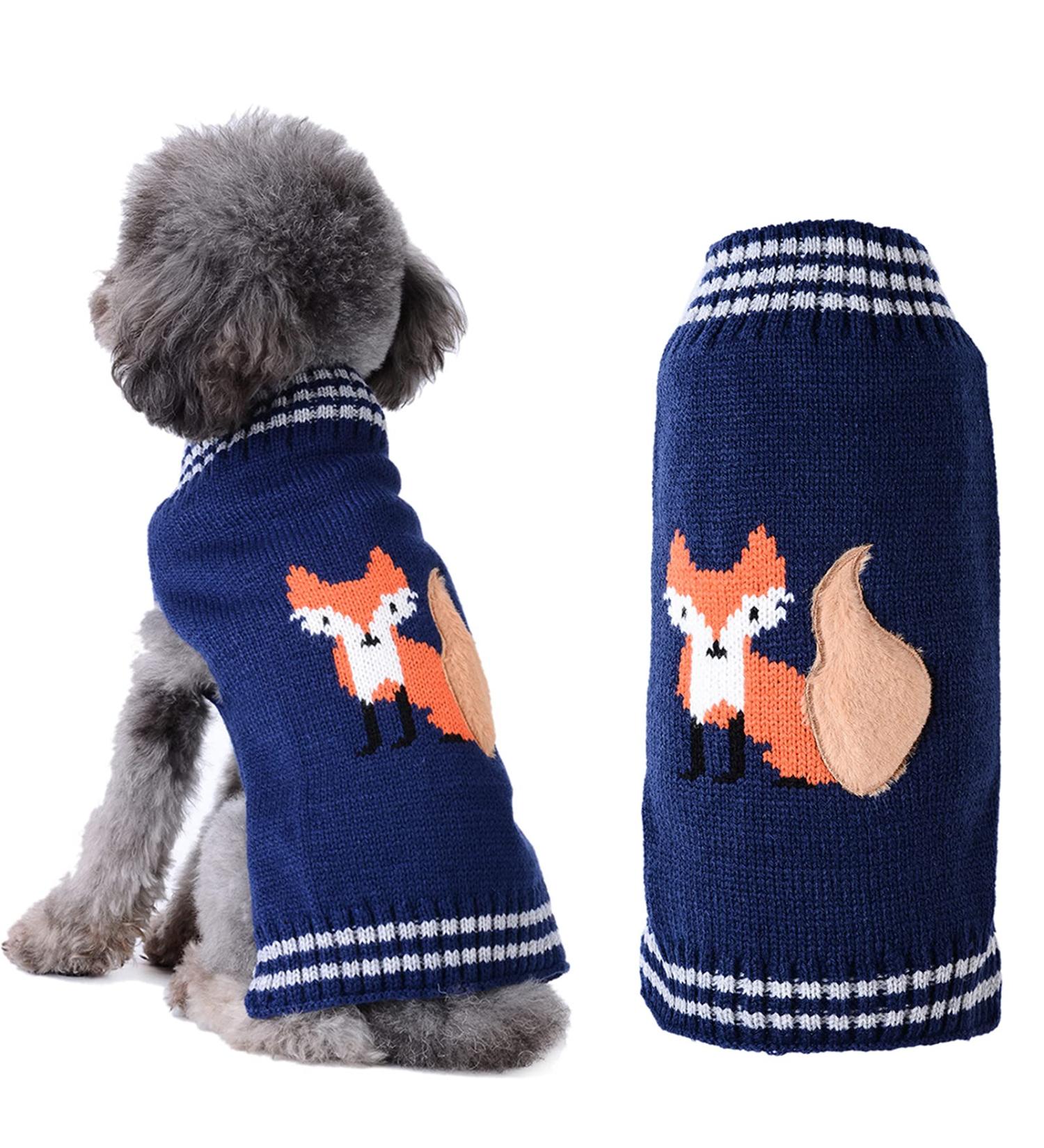 Hrttsy Christmas Dog Sweater | Winter Warm Pullover for Small & Medium Dogs | Cute Pet Costume & Coat for Big Dogs - X-Small Naval Fox - Buy Online on GoSupps.com