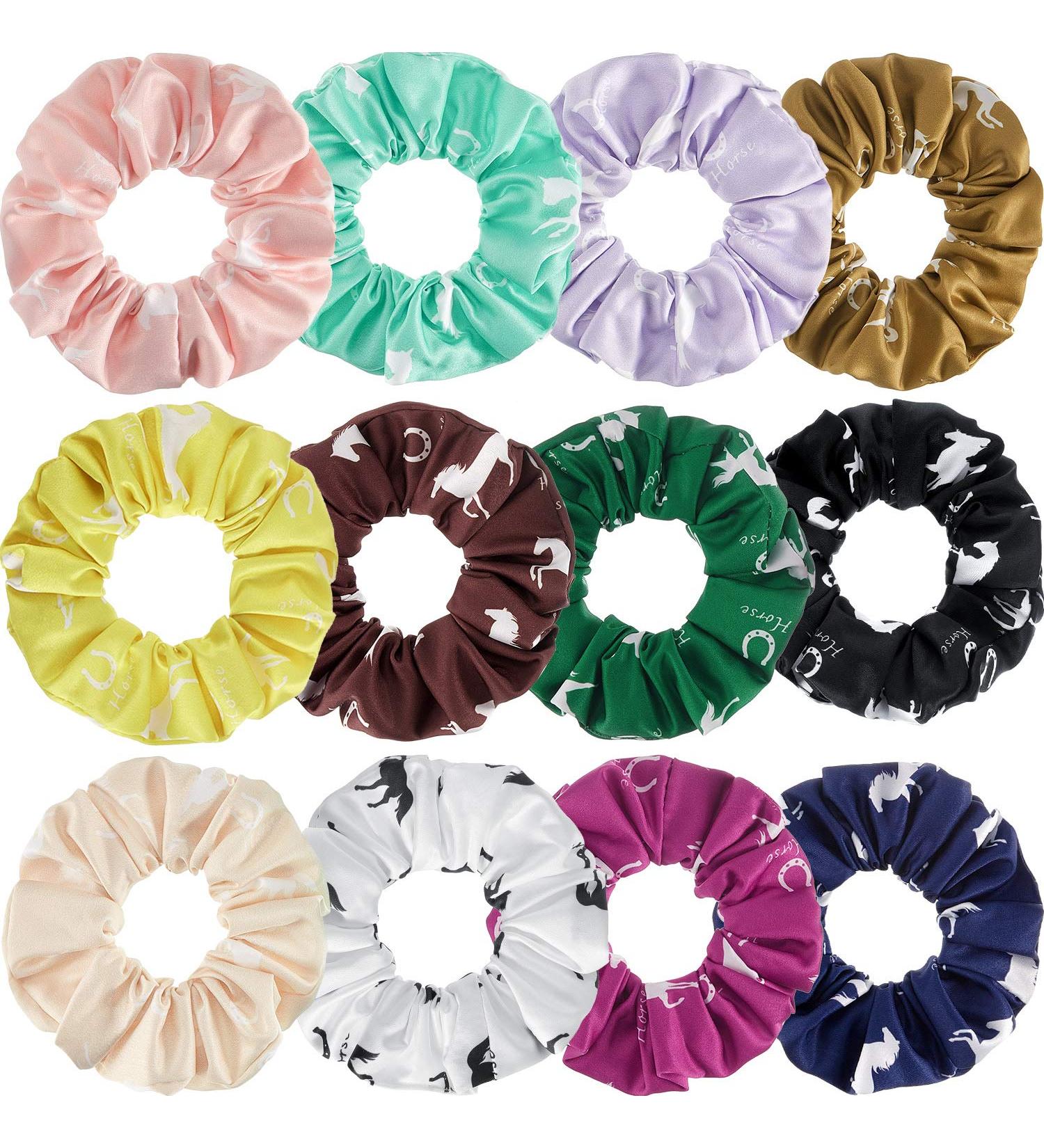 12-Piece Horse Silk Satin Scrunchies Ponytail Holders for Girls, Equestrian Party Favors - Buy Online on GoSupps.com
