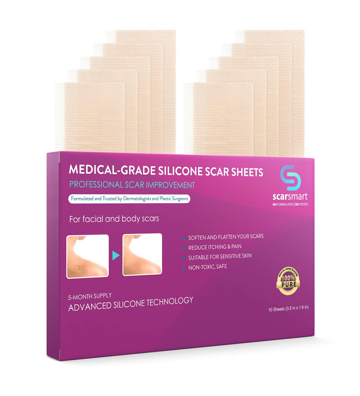 Scar Smart Silicone Sheets - Treatment for Surgical Scars, Burns, Stretch Marks, Acne & Keloids - Buy Online on GoSupps.com
