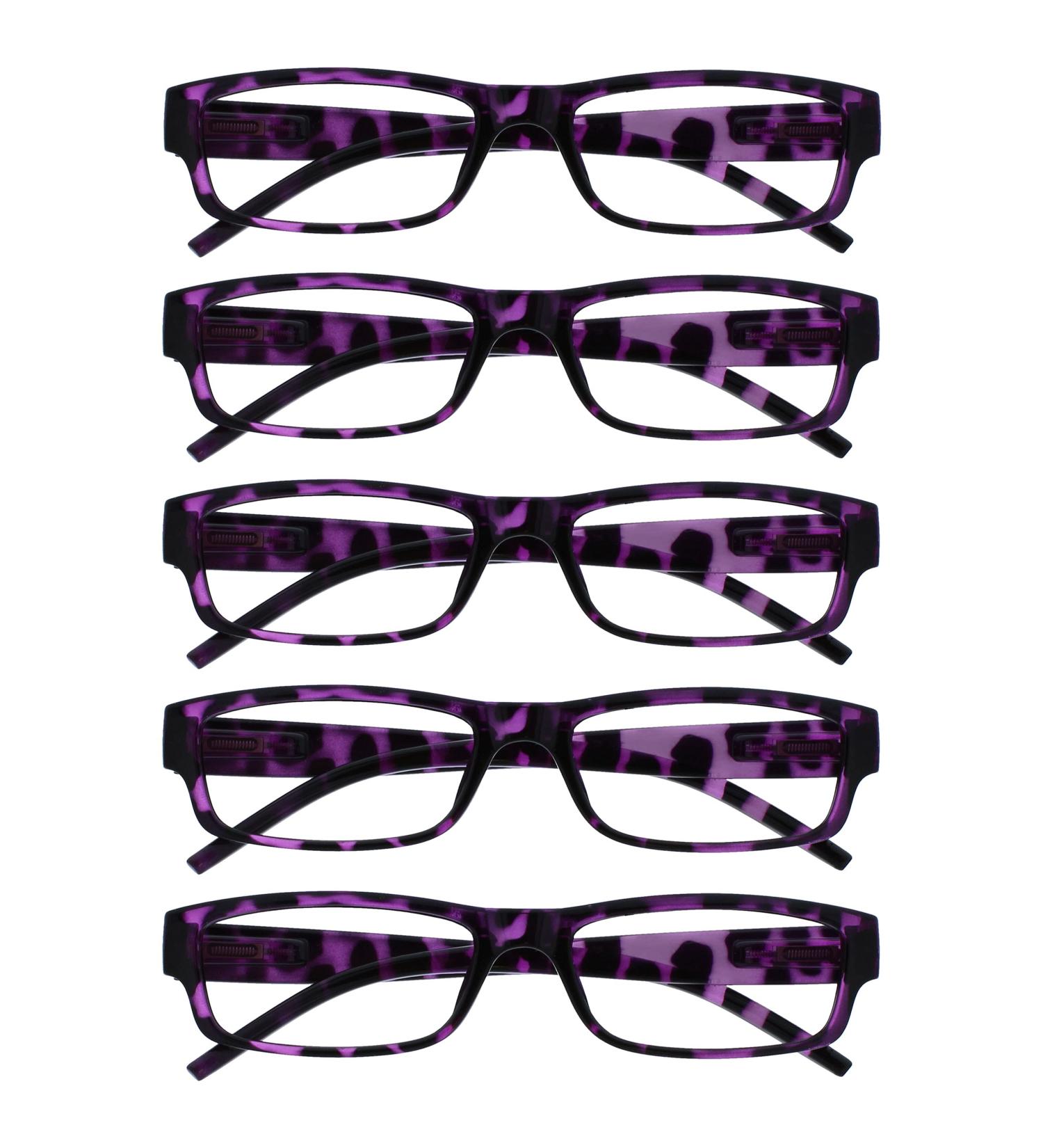 Purple Tortoiseshell Reading Glasses Value 5 Pack - Lightweight for Men & Women +2.50 | The Reading Glasses Company - Buy Online on GoSupps.com