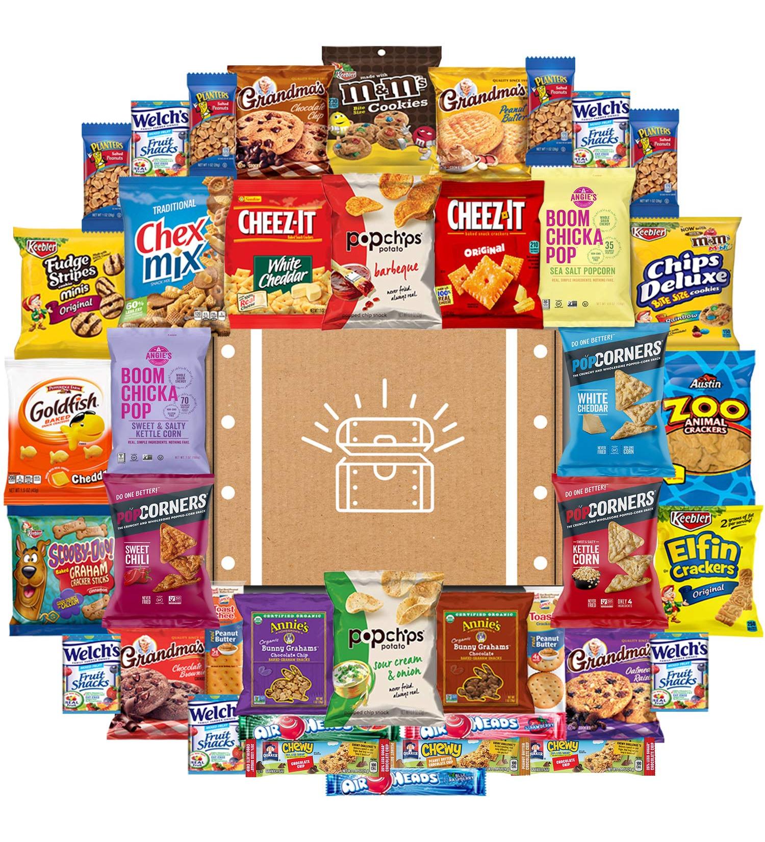 Snack Chest Gift Assortment Sampler - 40 Mixed Chips & Snacks for Office, College, & Family - Buy Online on GoSupps.com