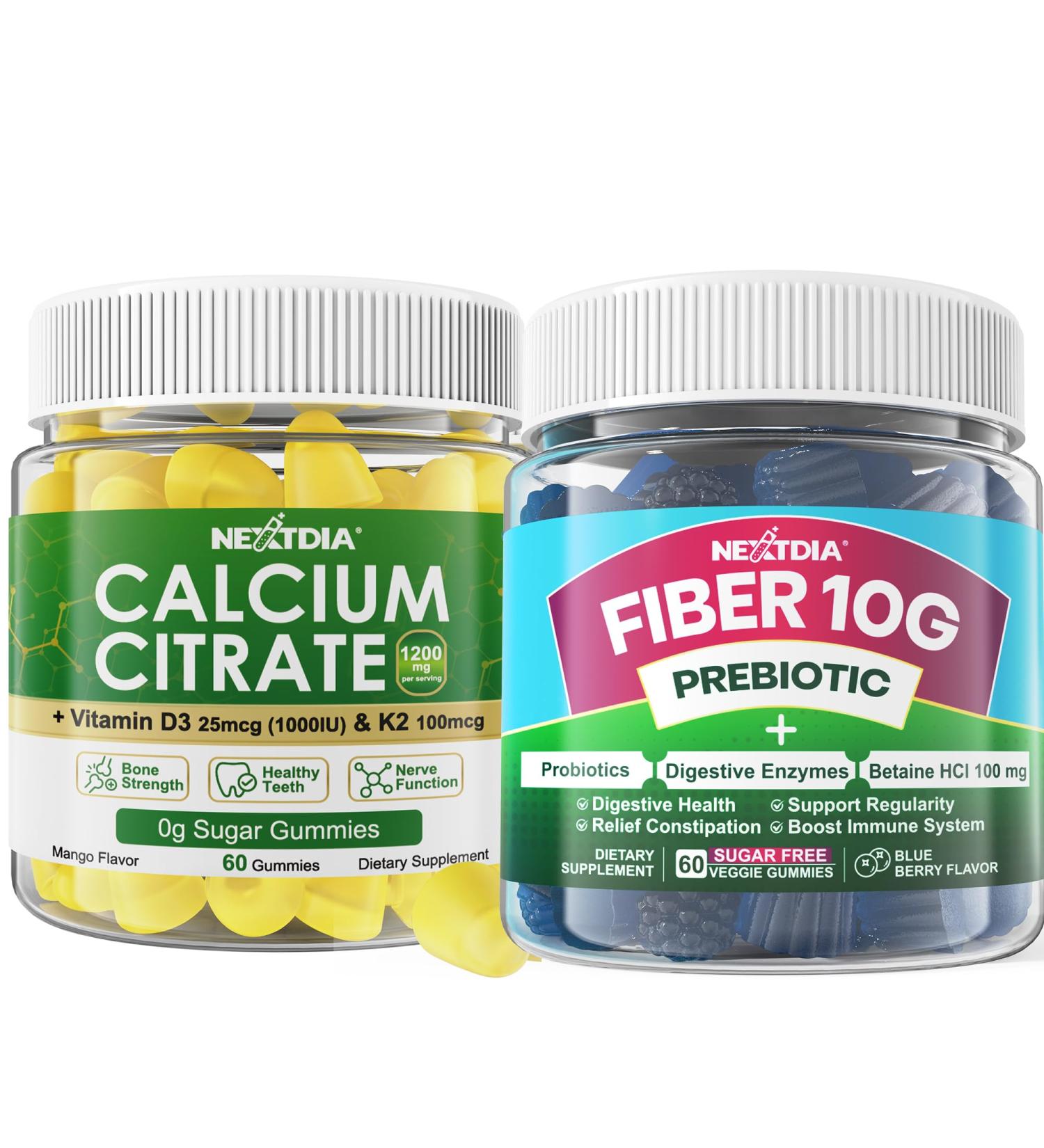 Nextdia Clacium Gummies for Women 1200MG with Calcium Citrate D3 K2 +Fiber Gummies for Women - Buy Online on GoSupps.com