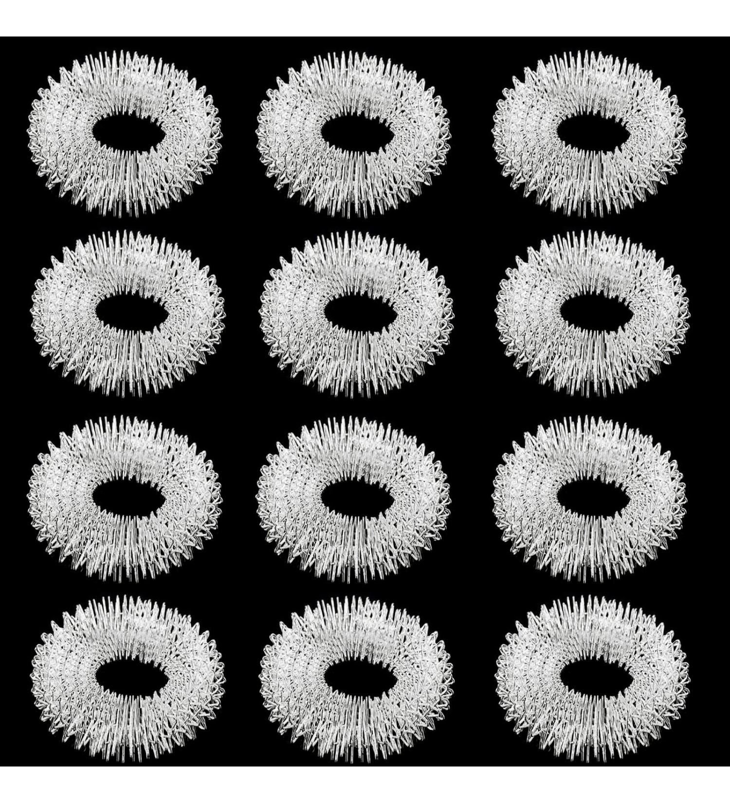 12-Piece Acupressure Finger Massage Rings - Anti-Stress Silver Rings for Relaxation & Wellness - Buy Online on GoSupps.com