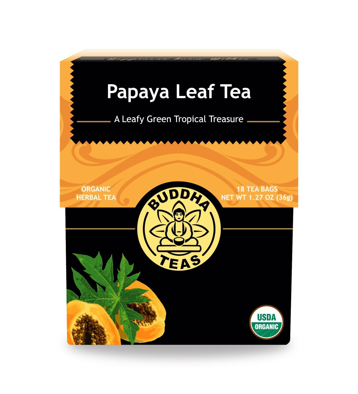 Buddha Teas Organic Papaya Leaf Tea - USDA Organic, OU Kosher, 18 Bleach-Free Bags - Buy Online on GoSupps.com