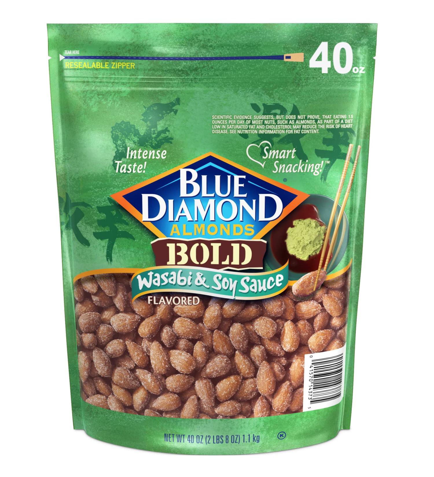 Blue Diamond Almonds BOLD Wasabi & Soy Sauce Snack Nuts - 40 Oz Resealable Bag - Buy Online on GoSupps.com