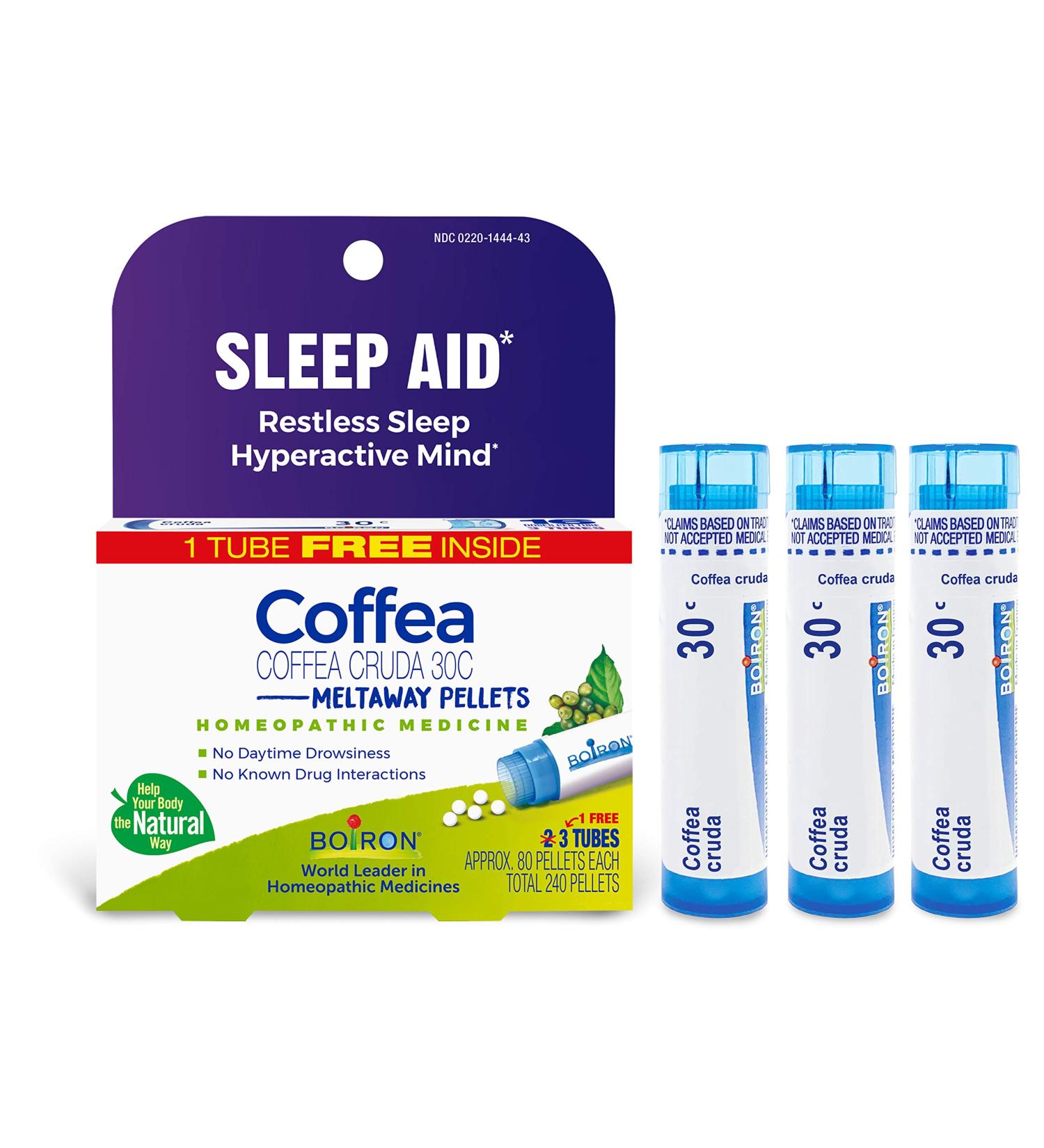 Boiron Coffea Sleep Aid Meltaway Pellets - 30C, 3 Tubes, 80 PelletsTube - Natural Sleep Support - Buy Online on GoSupps.com