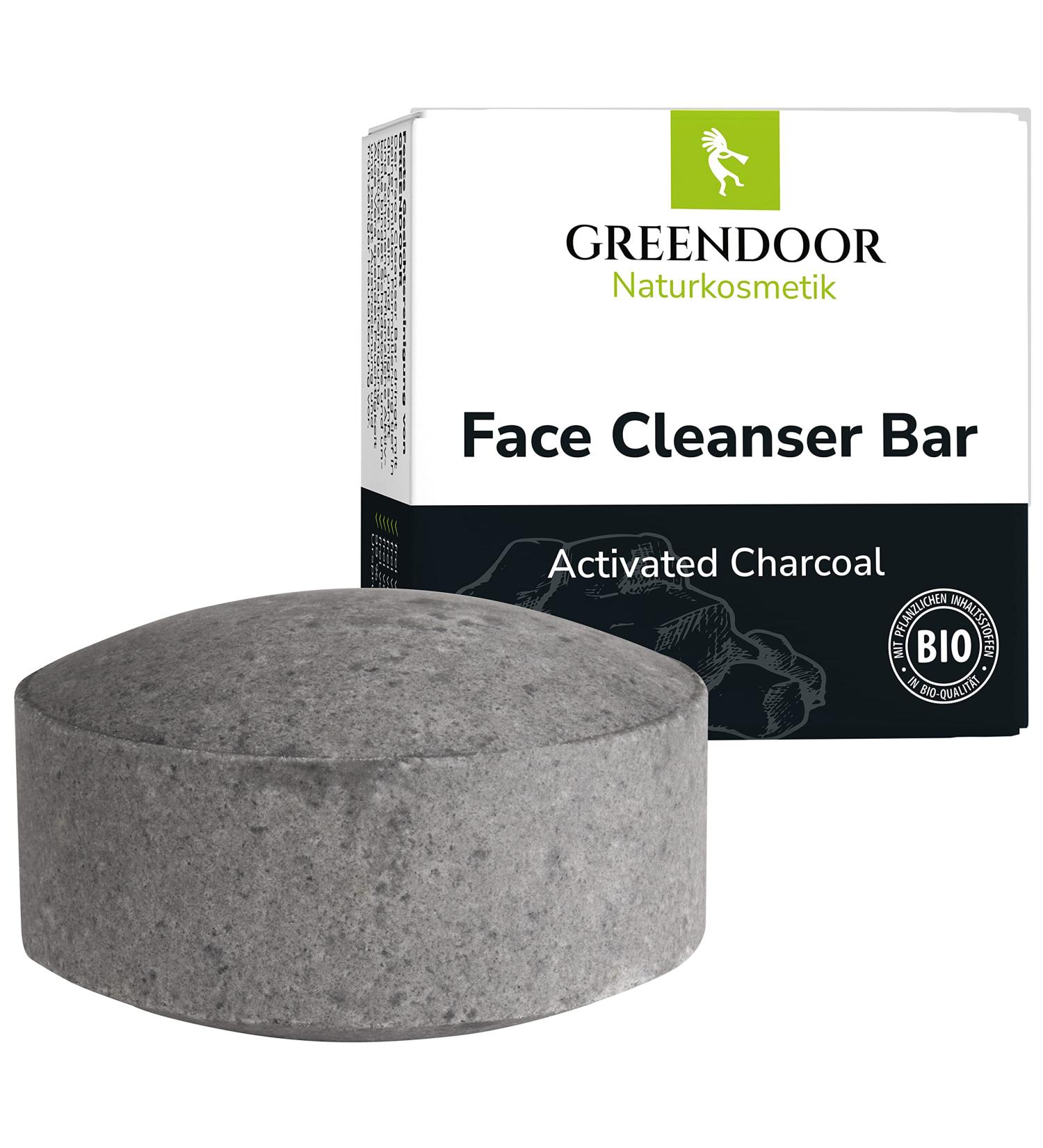 Greenendoor Solid Facial Cleanser with Activated Carbon - 57g | Soap-Free Plastic-Free All-Natural for Oily and Combination Skin | Aloe Vera Infused for Clear Healthy Skin - Buy Online on GoSupps.com