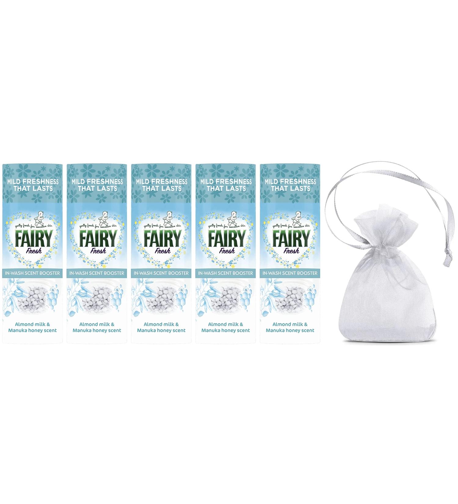 Fairy Fresh in Wash Scent Booster Beads Almond Milk & Manuka Honey Scent 5Pk 5 x 176gr + Our Gift for You: Organza Bag Size: 9x7x0.1cm - Buy Online on GoSupps.com
