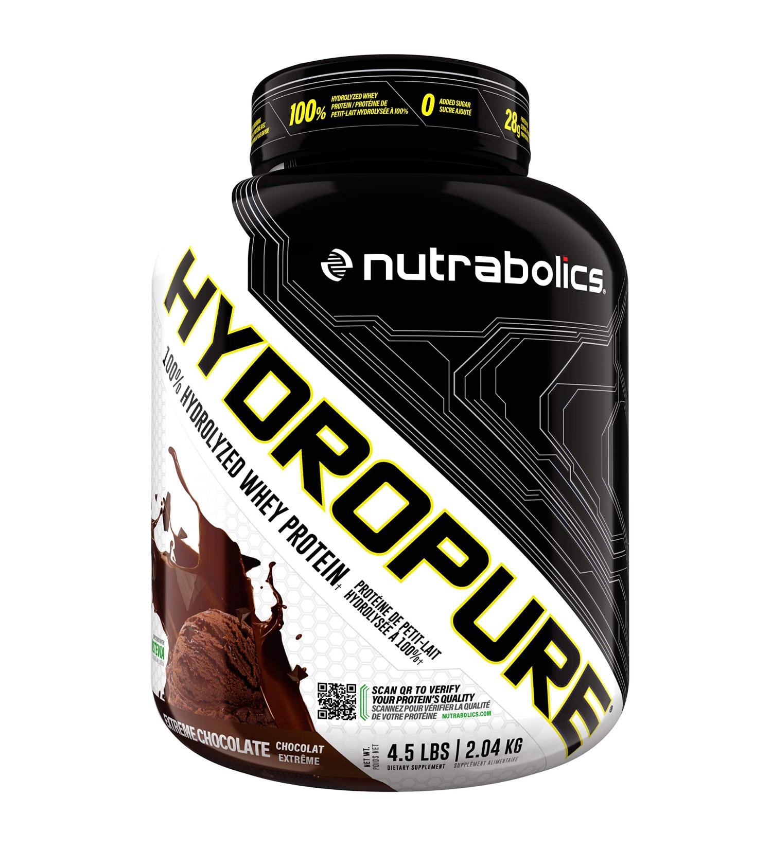 Nutrabolics Hydropure 100% Hydrolyzed Whey Protein Powder Extreme Chocolate 4.5 Pound Extreme Chocolate 57 Servings (Pack of 1) - Buy Online on GoSupps.com